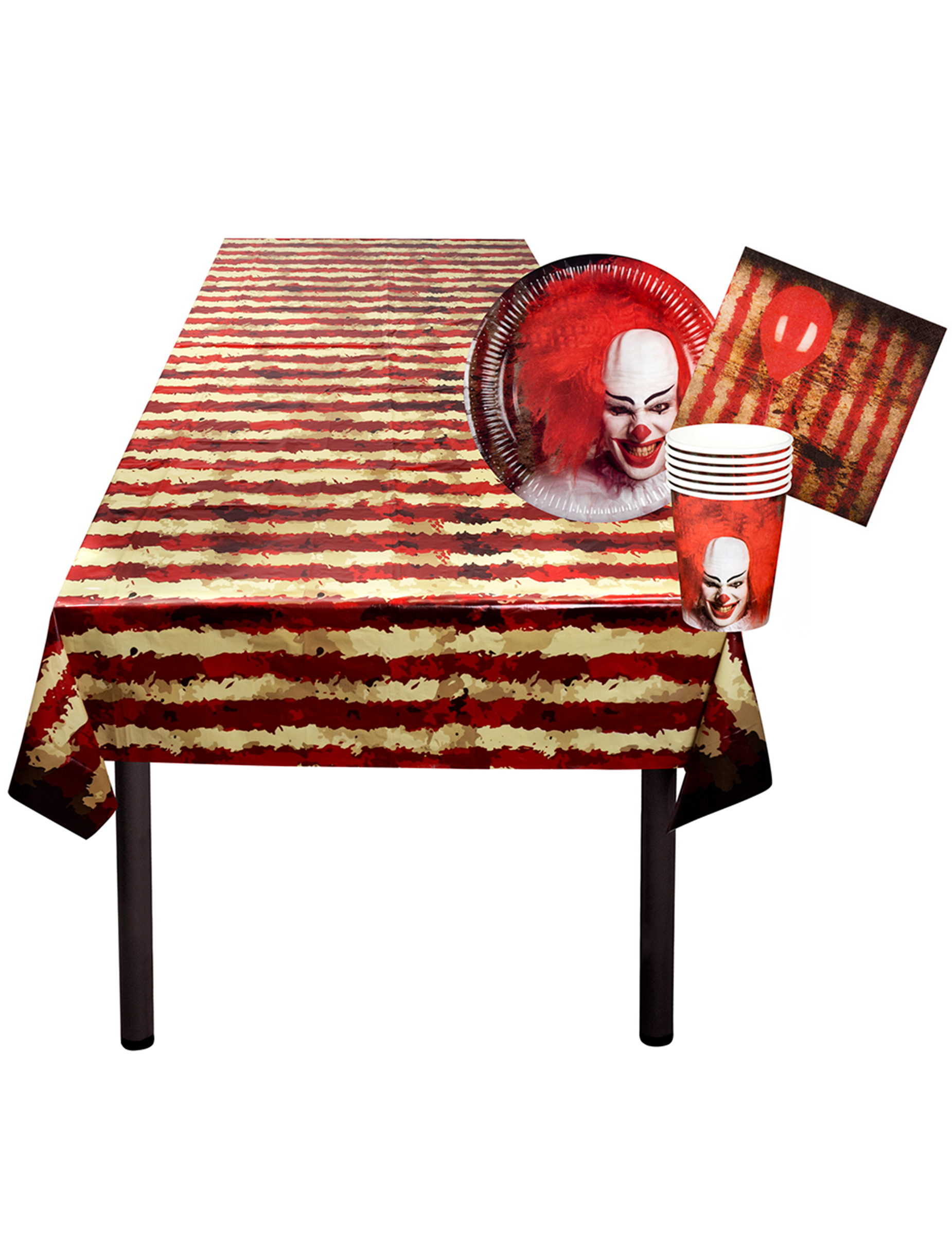 Kit vaisselle jetable circus terrifiant 6 personnes