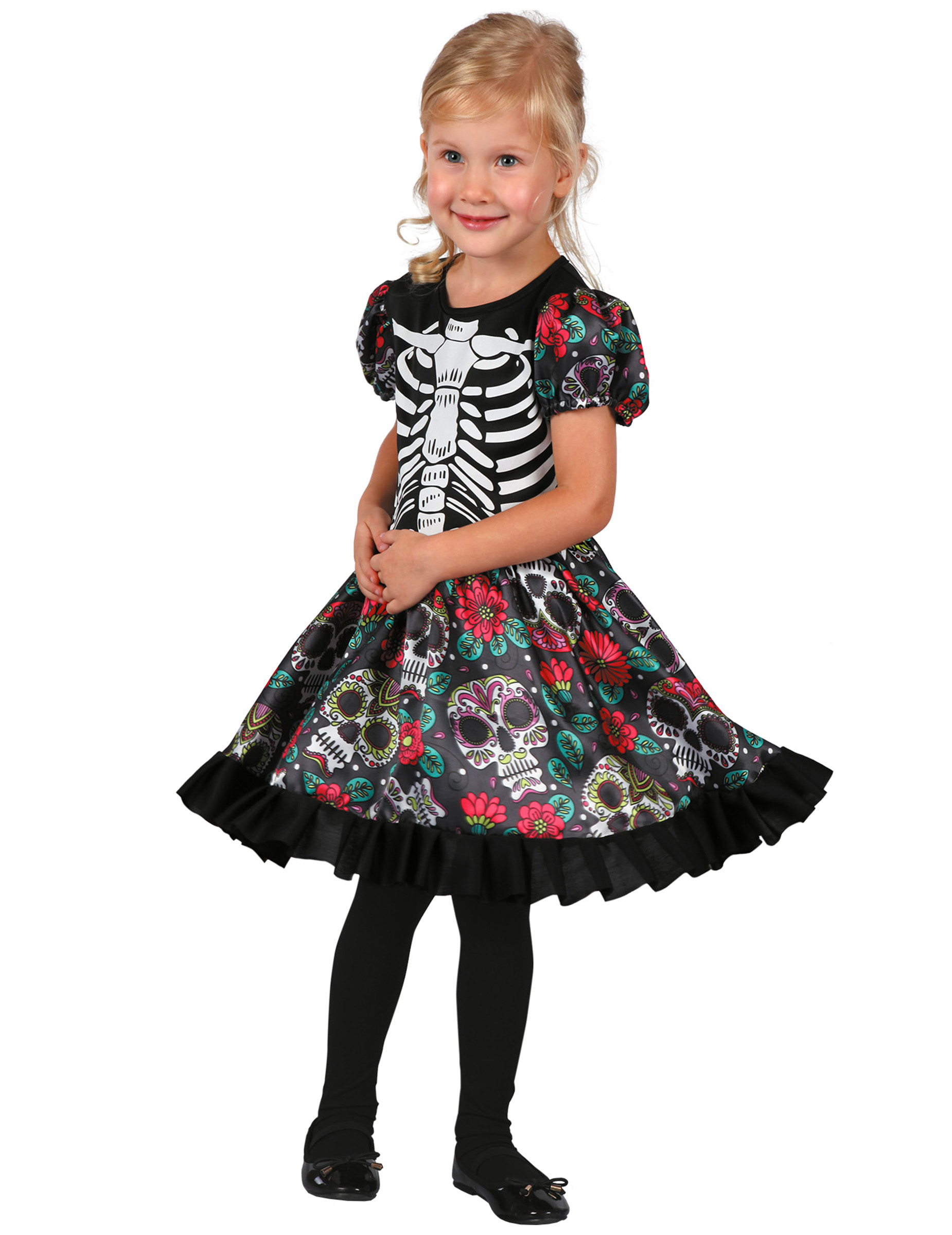 Déguisement dia de los muertos multicolore fille