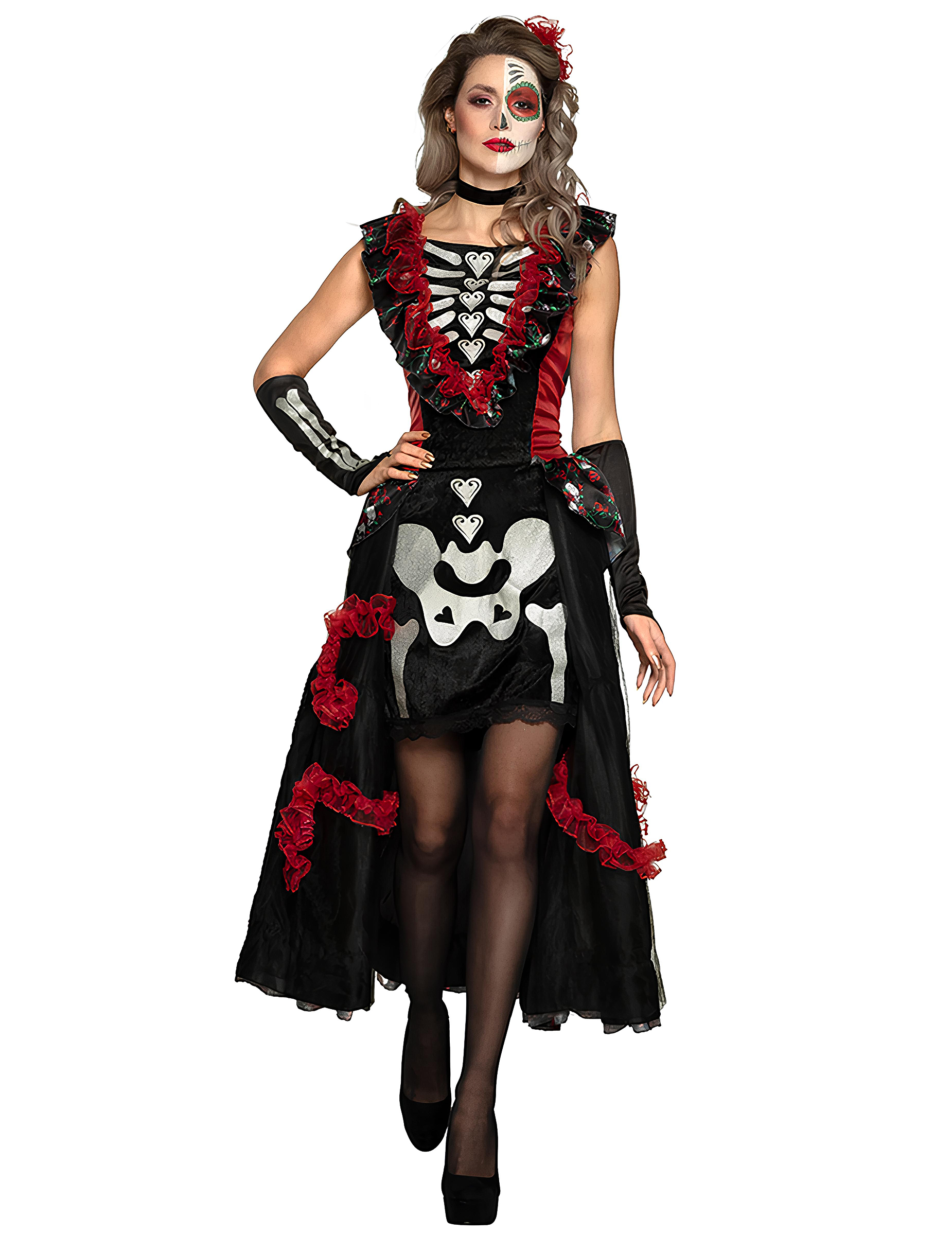 Déguisement dia de los muertos jupon femme