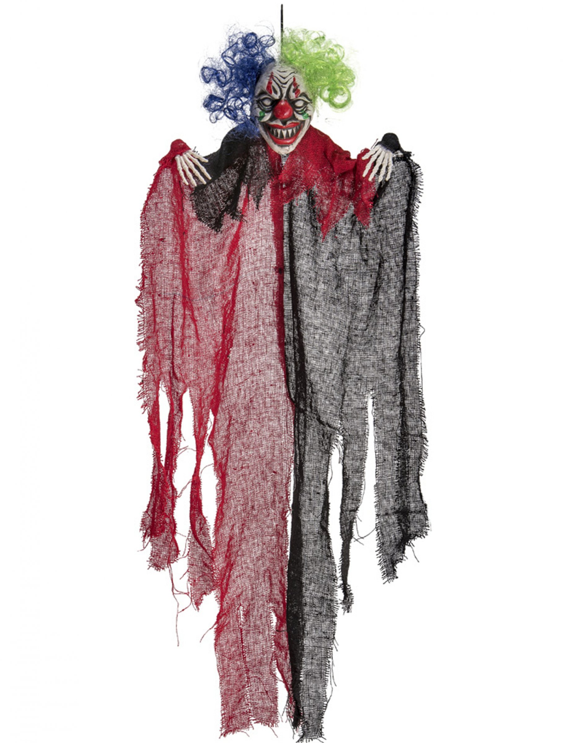Décoration à suspendre clown effrayant rouge et noir 65 cm