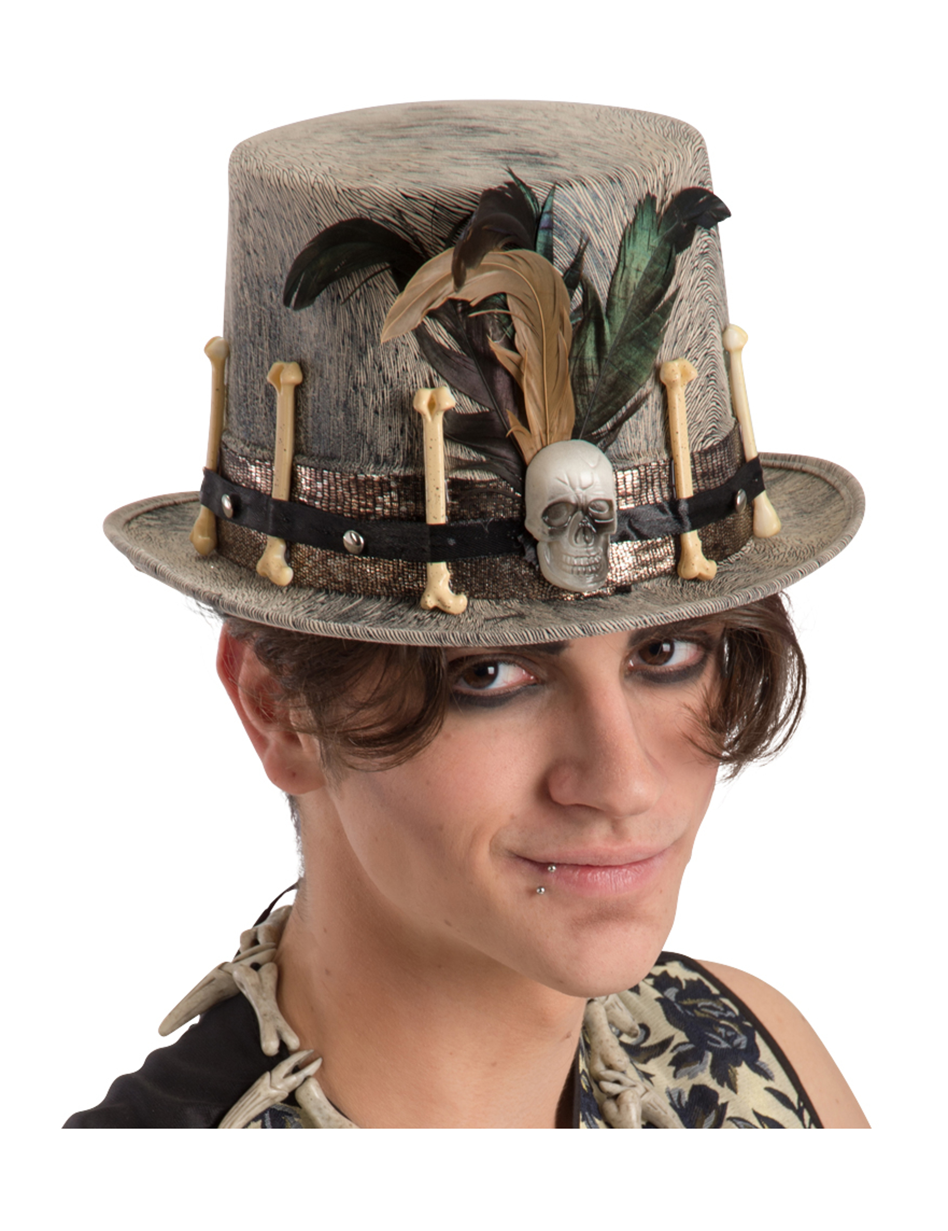 Chapeau haut de forme en velours clair vaudou