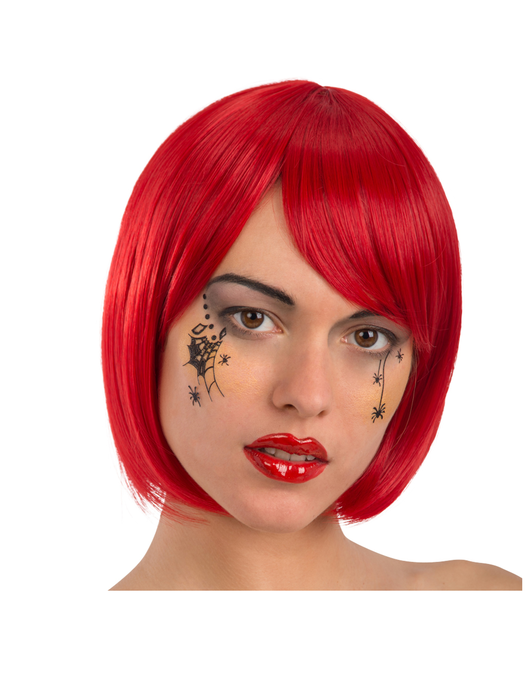 Tatouage visage petites araignées noires adulte