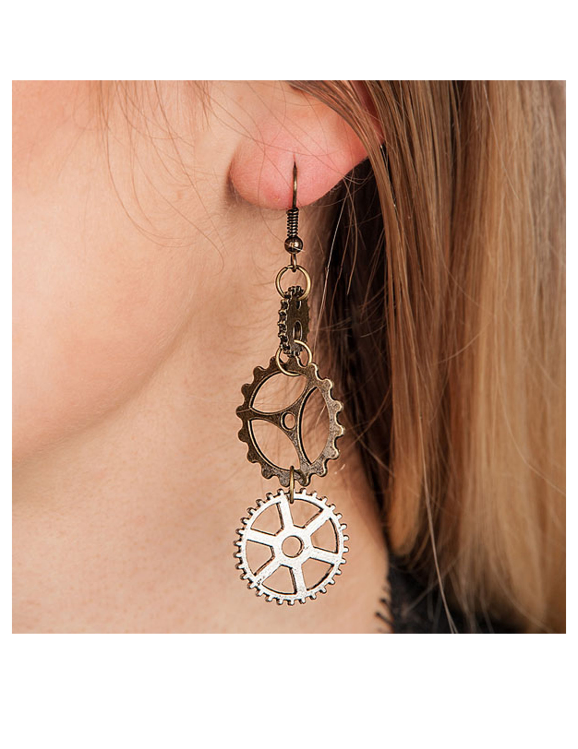 Boucles d'oreilles steampunk engrenages adulte