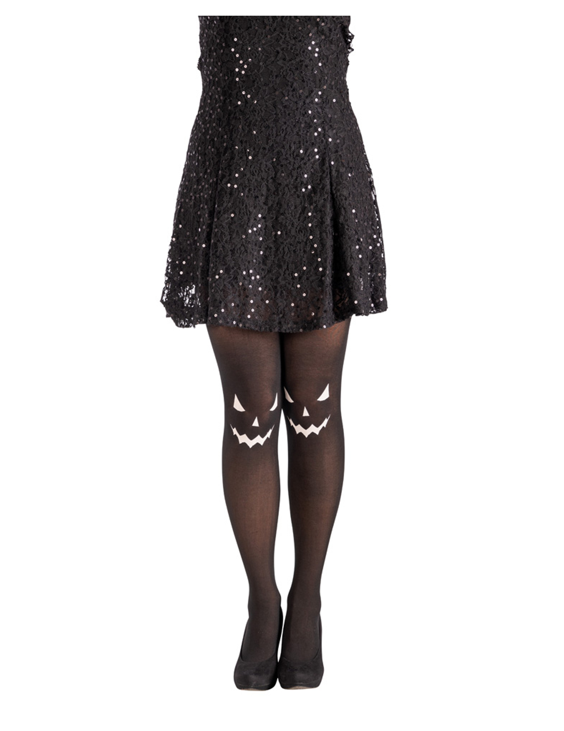 collants noir visage citrouille adulte