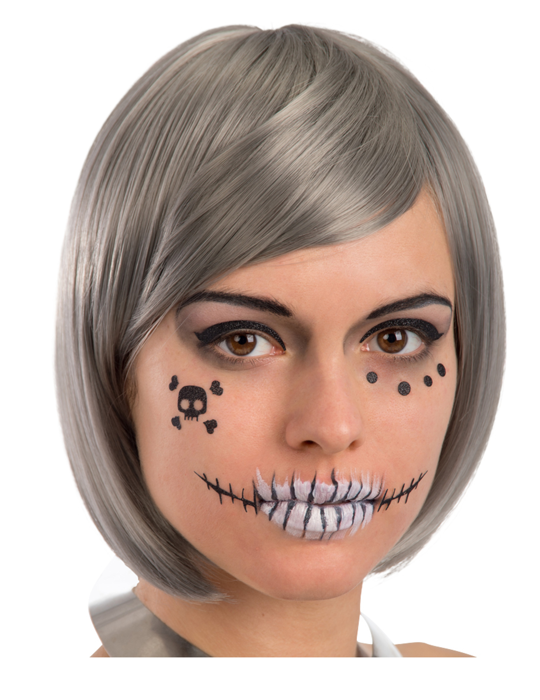 Décorations adhésives visage squelette adulte