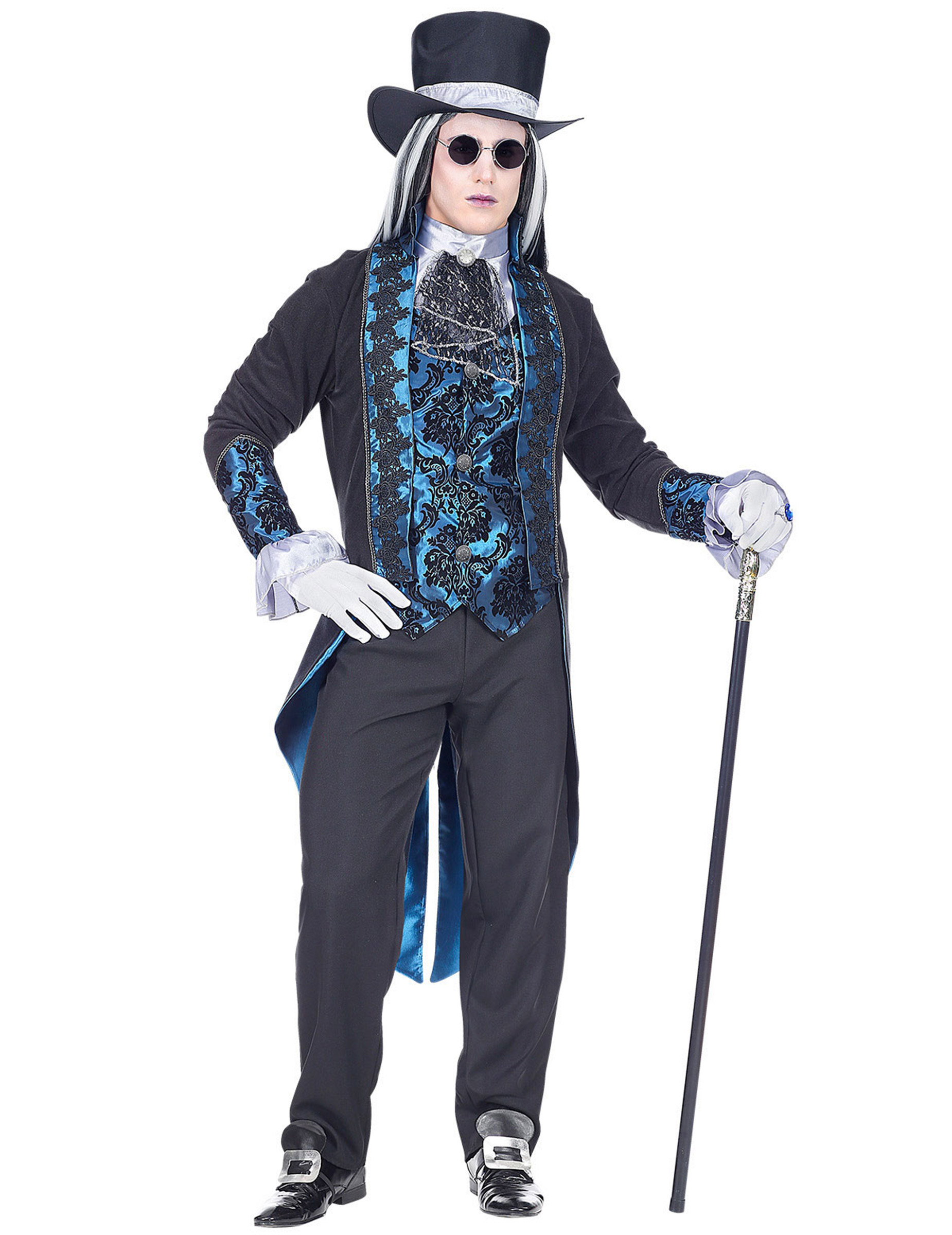 Déguisement vampire victorien bleu homme