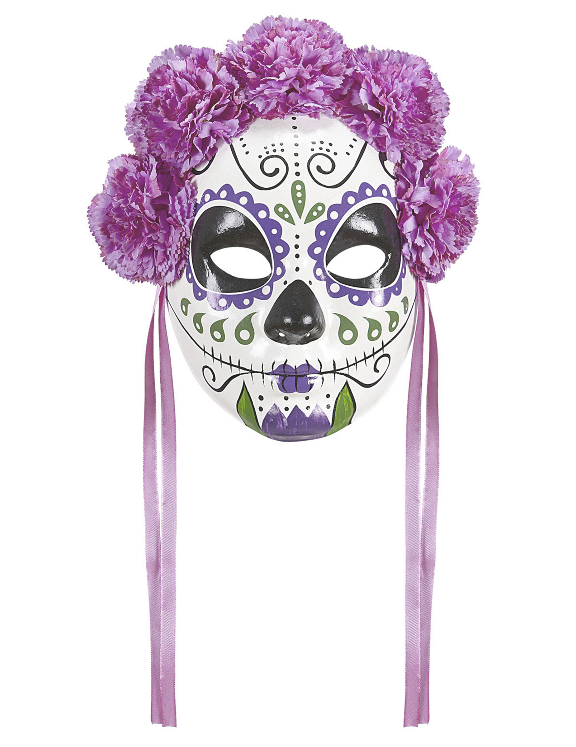 Masque Dia de los muertos violettes et rubans adulte