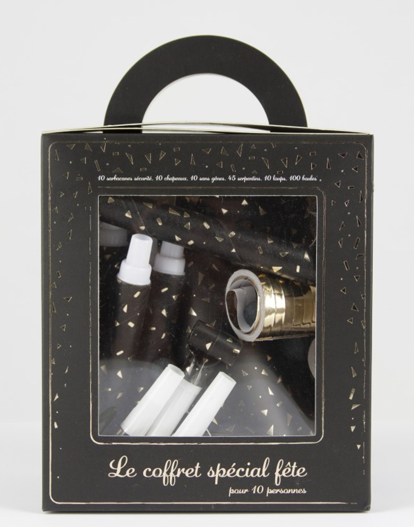 Kit cotillons party noir et or 10 personnes