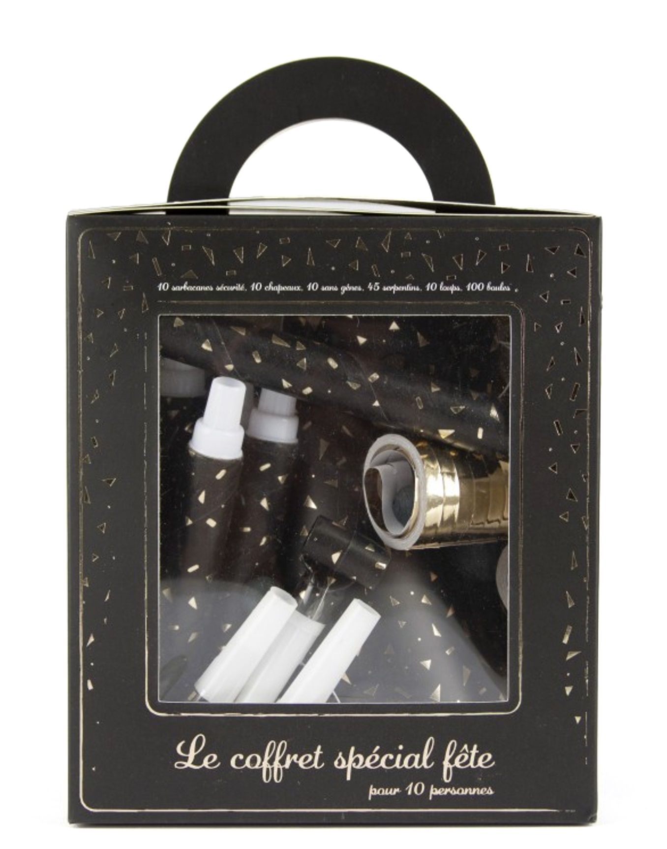 Kit cotillons party noir et or 10 personnes