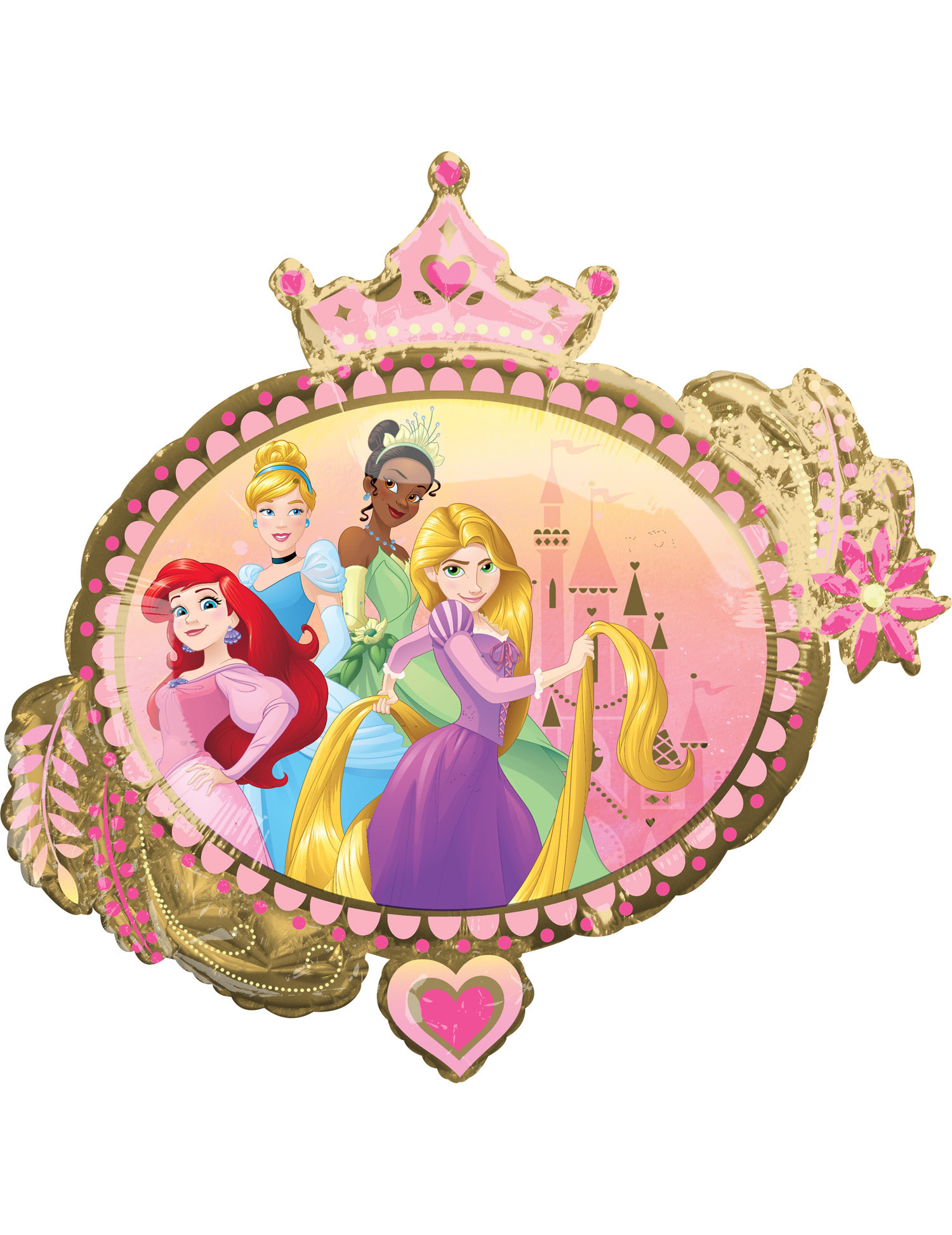 Ballon aluminium recto verso Princesses 86 x 81 cm