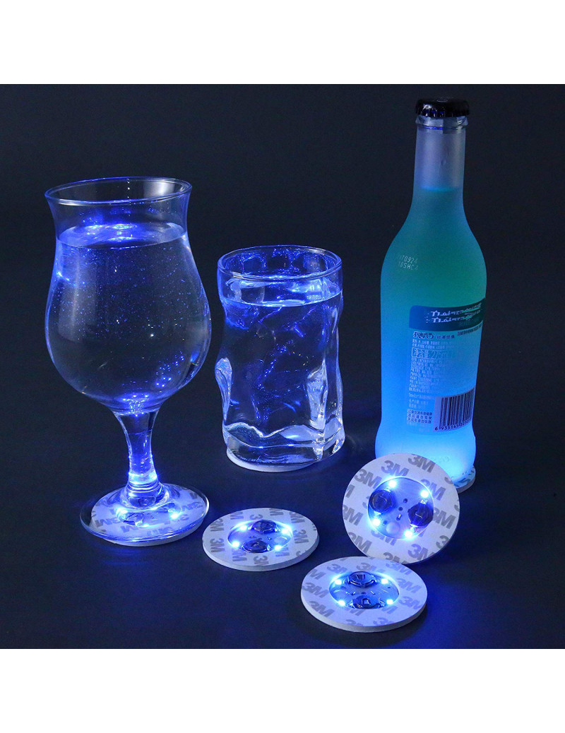 4 sous verres LED colorés