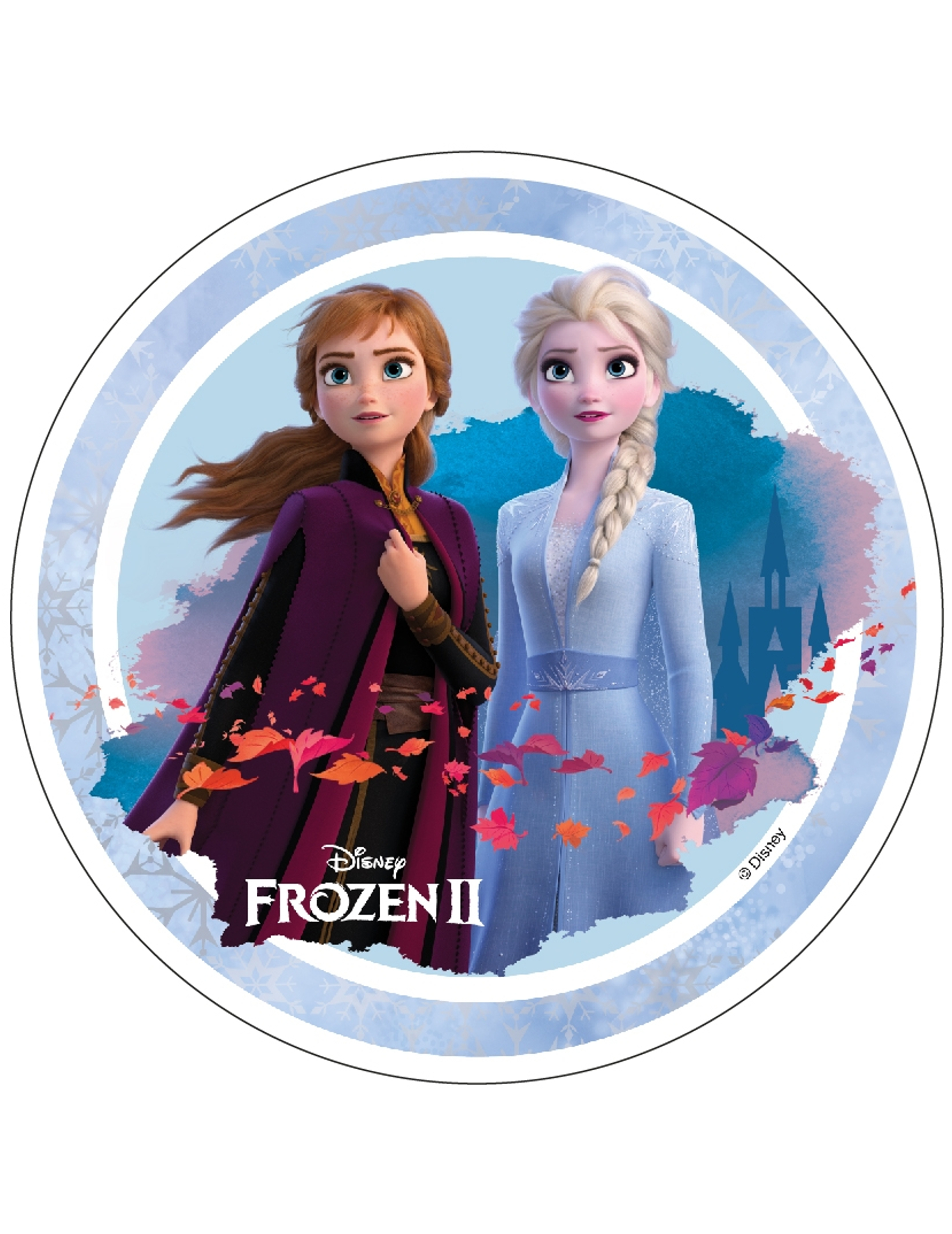 Disque en azyme La Reine des Neiges 2 Anna et Elsa 21 cm