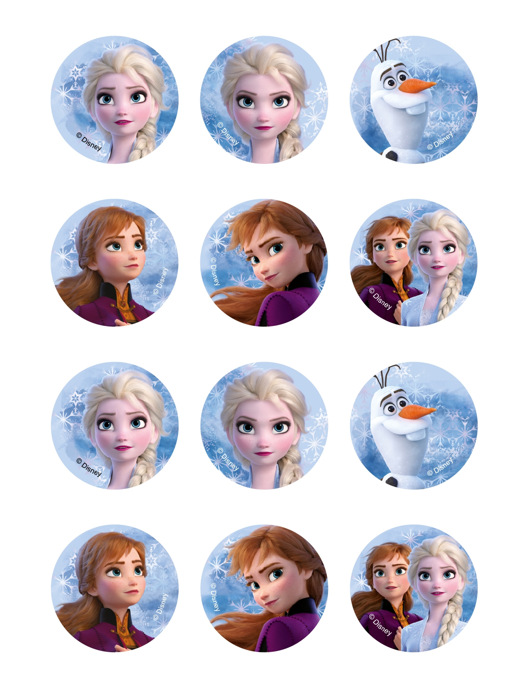 12 Décorations en azyme pour biscuits La Reine des Neiges 2 5,8 cm
