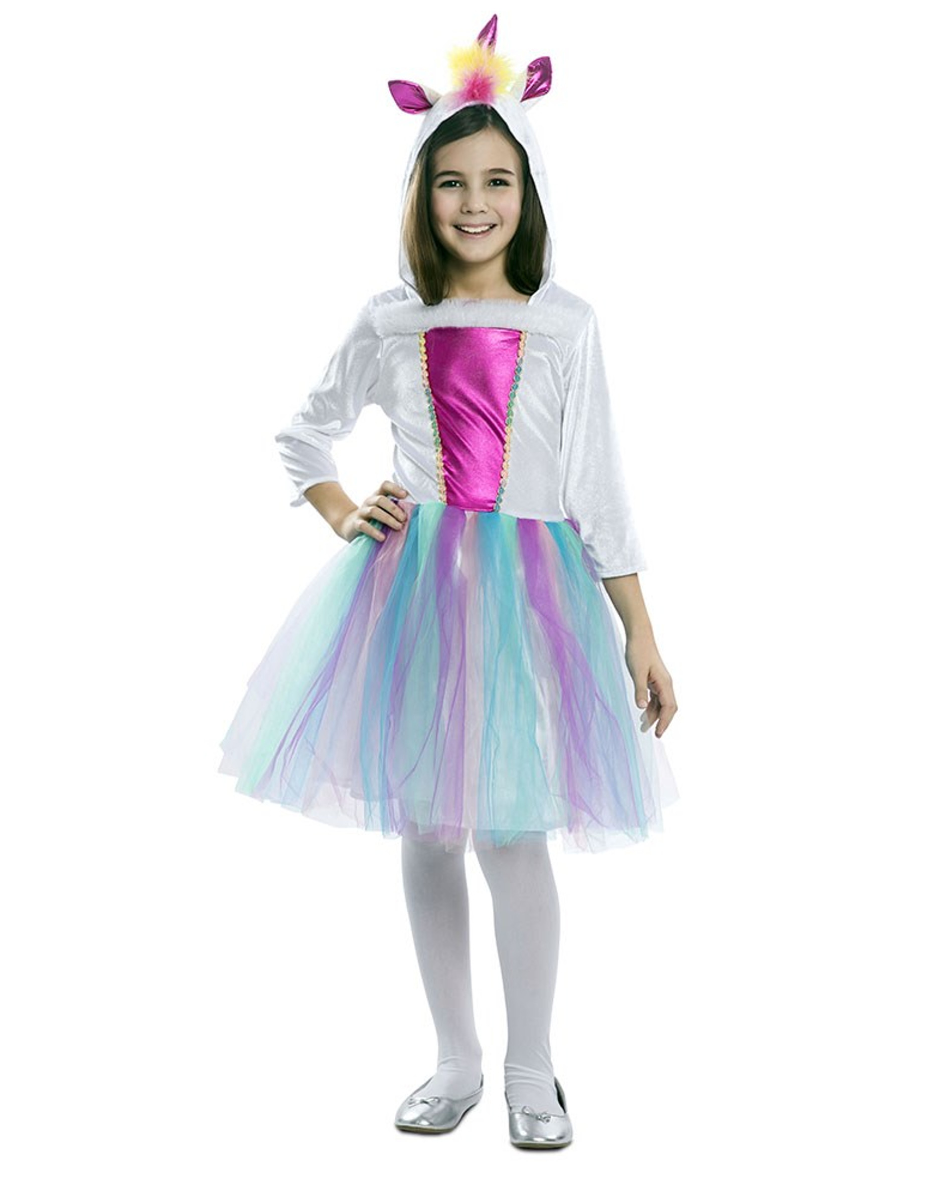 Déguisement robe avec capuche licorne fille