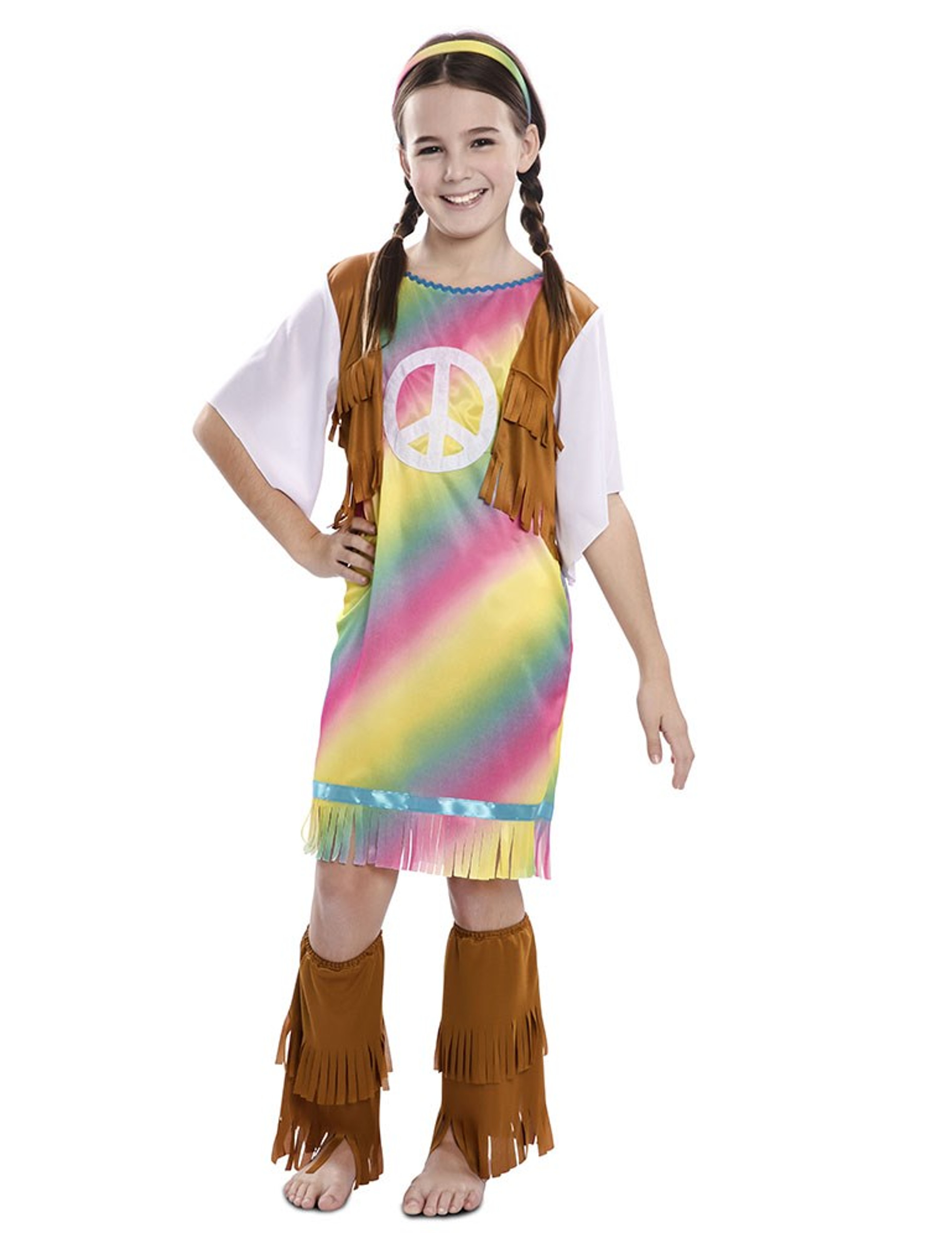 Déguisement robe hippie arc-en-ciel fille