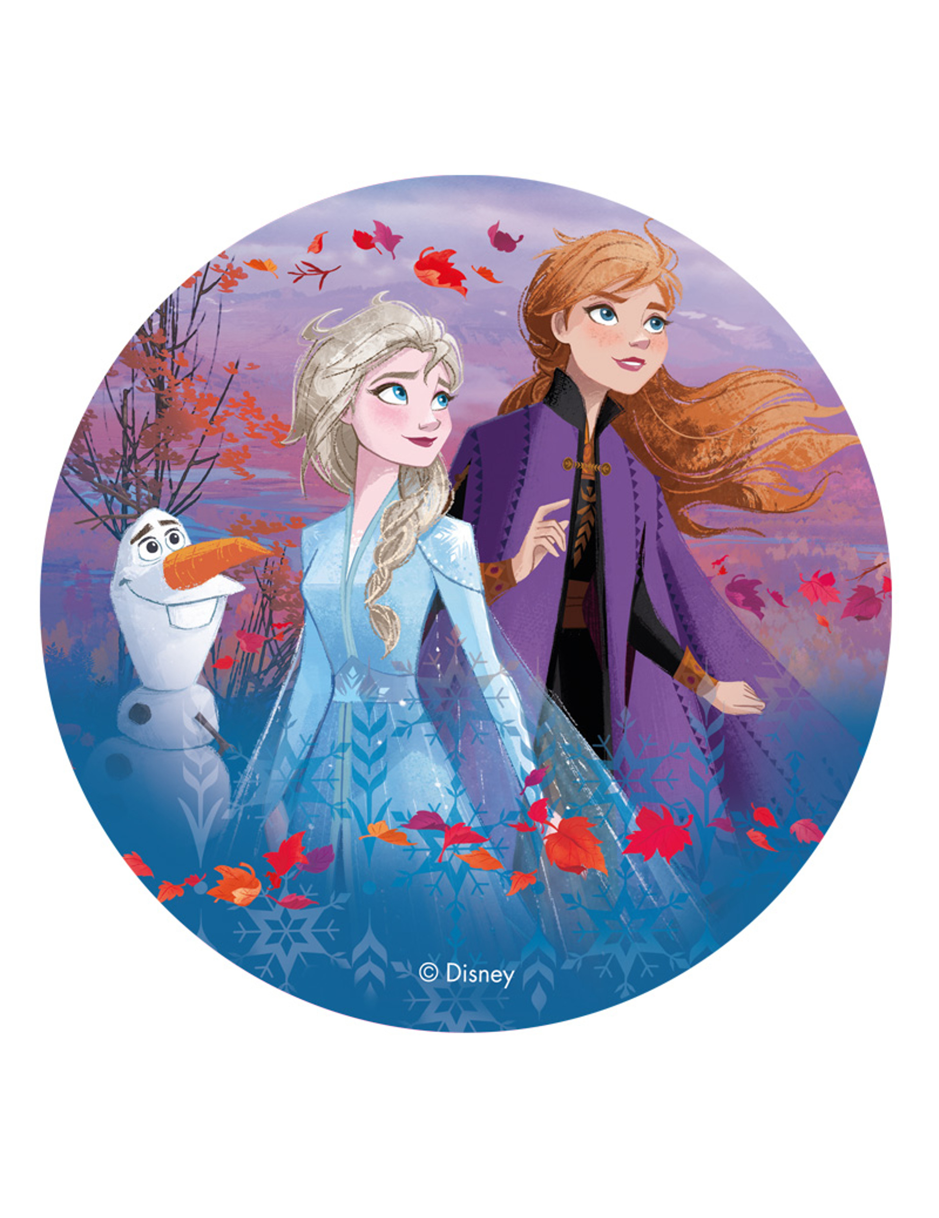 Disque en azyme La Reine des Neiges 2 Anna, Elsa et Olaf 20 cm
