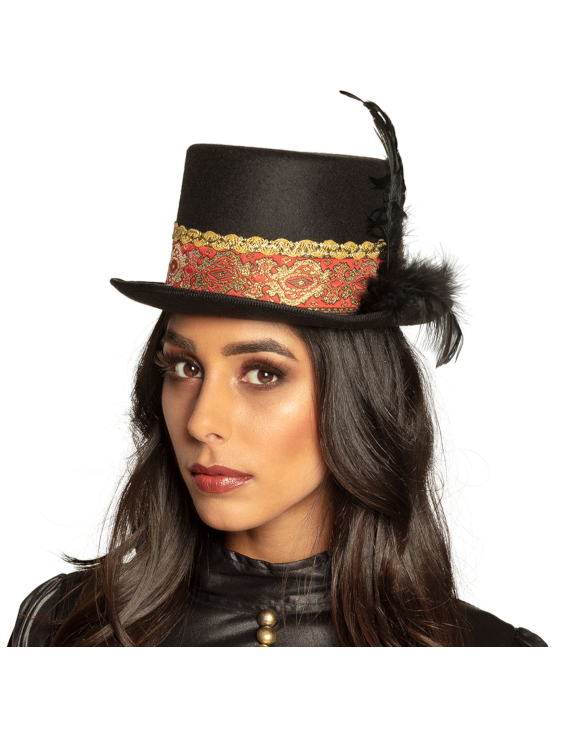 Chapeau haut de forme steampunk plume adulte