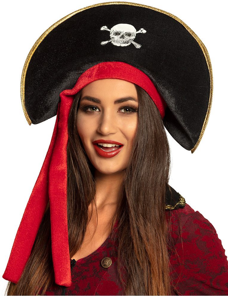Chapeau pirate avec bande rouge adulte