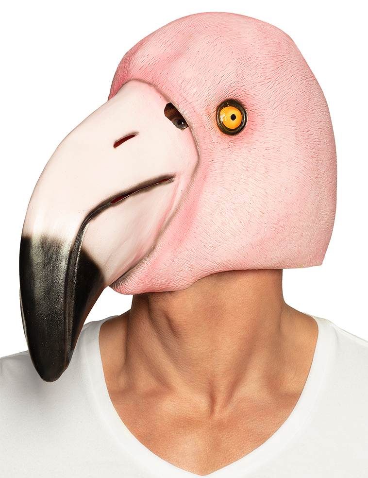 Masque intégral en latex flamant rose adulte
