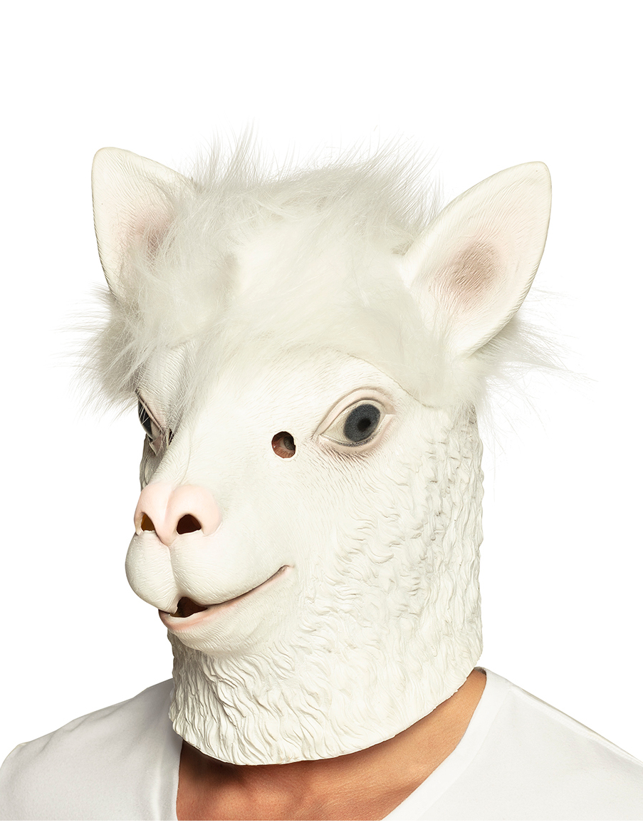 Masque intégral en latex lama blanc adulte