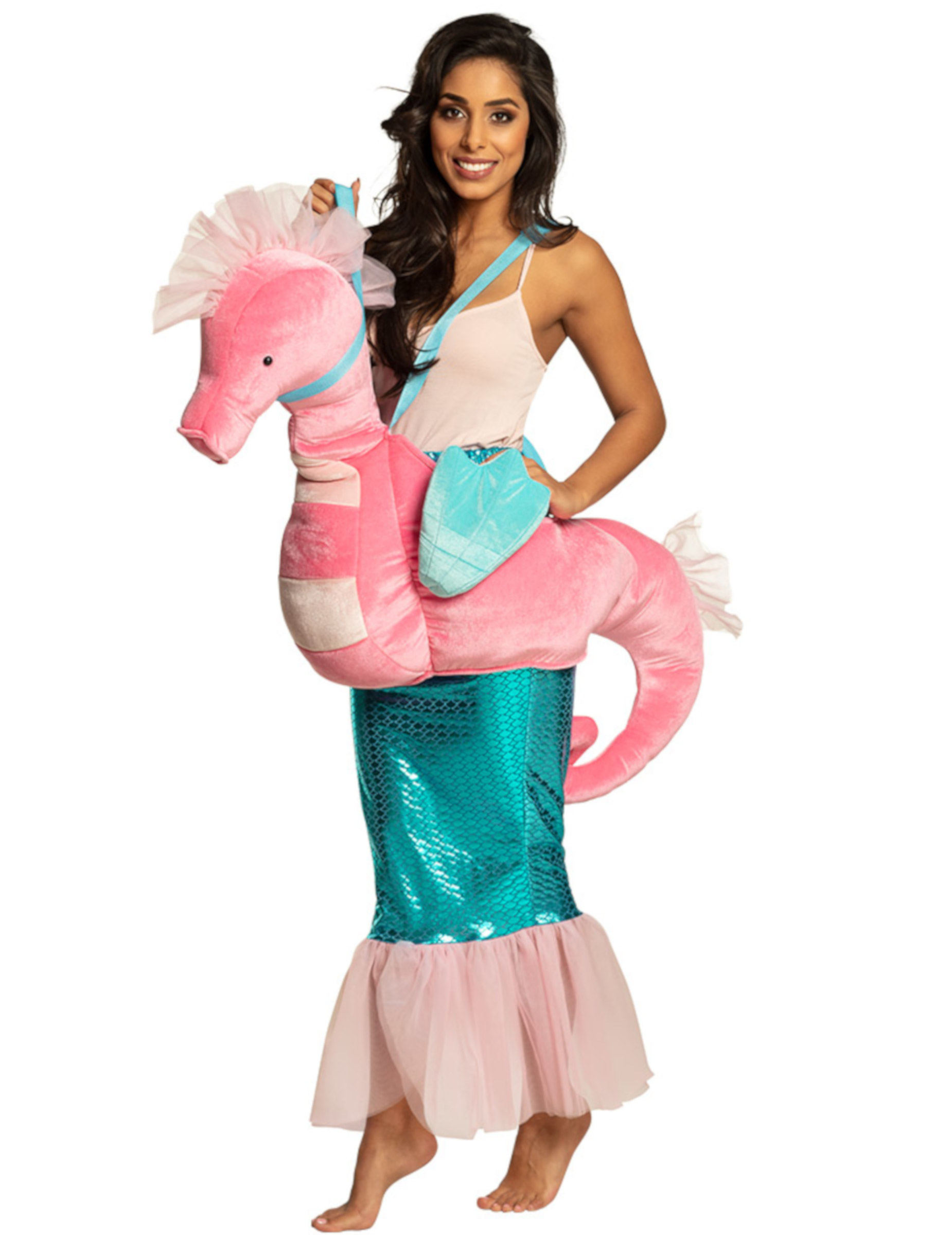 Déguisement sirène à dos d'hippocampe rose adulte