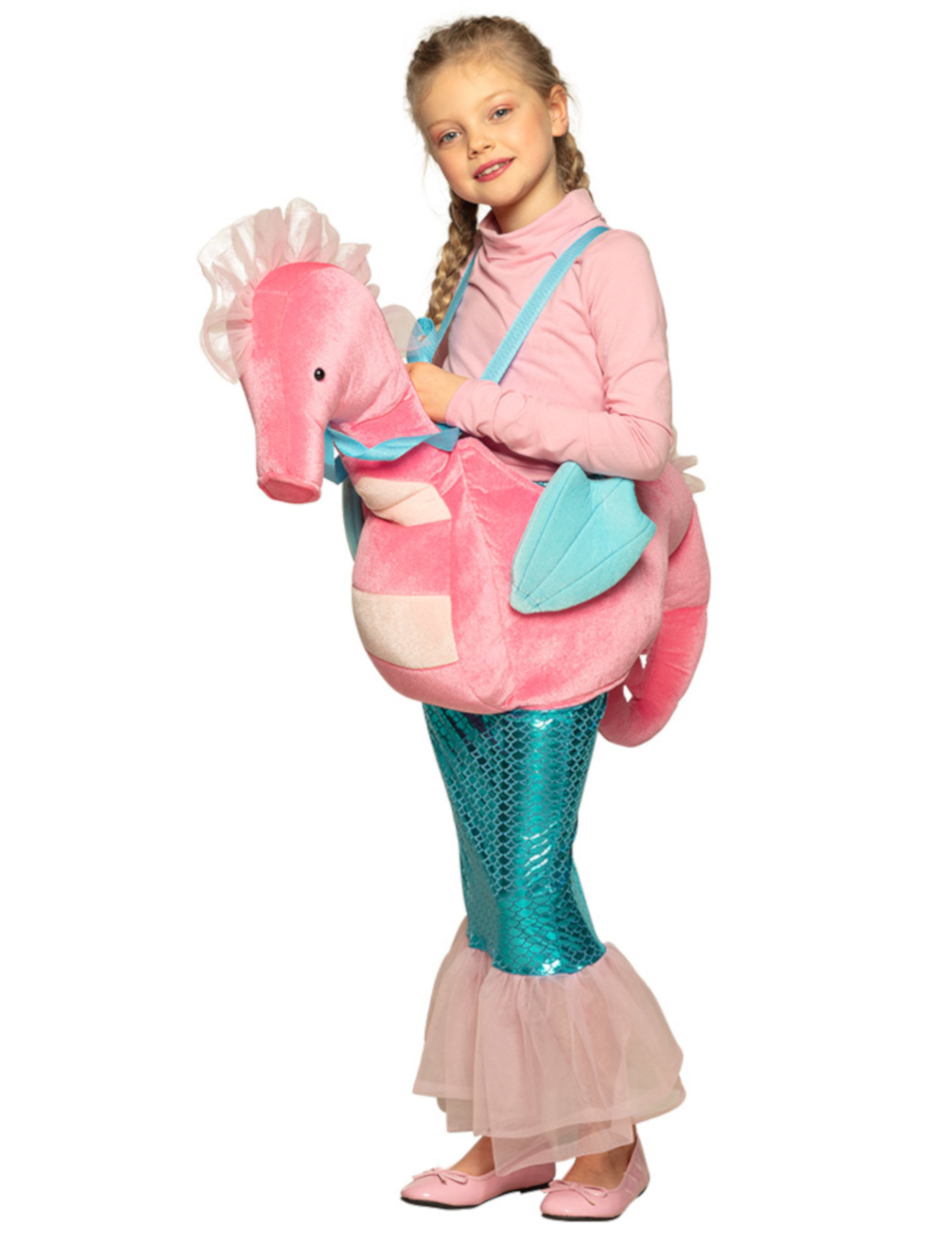 Déguisement sirène à dos d'hippocampe rose enfant