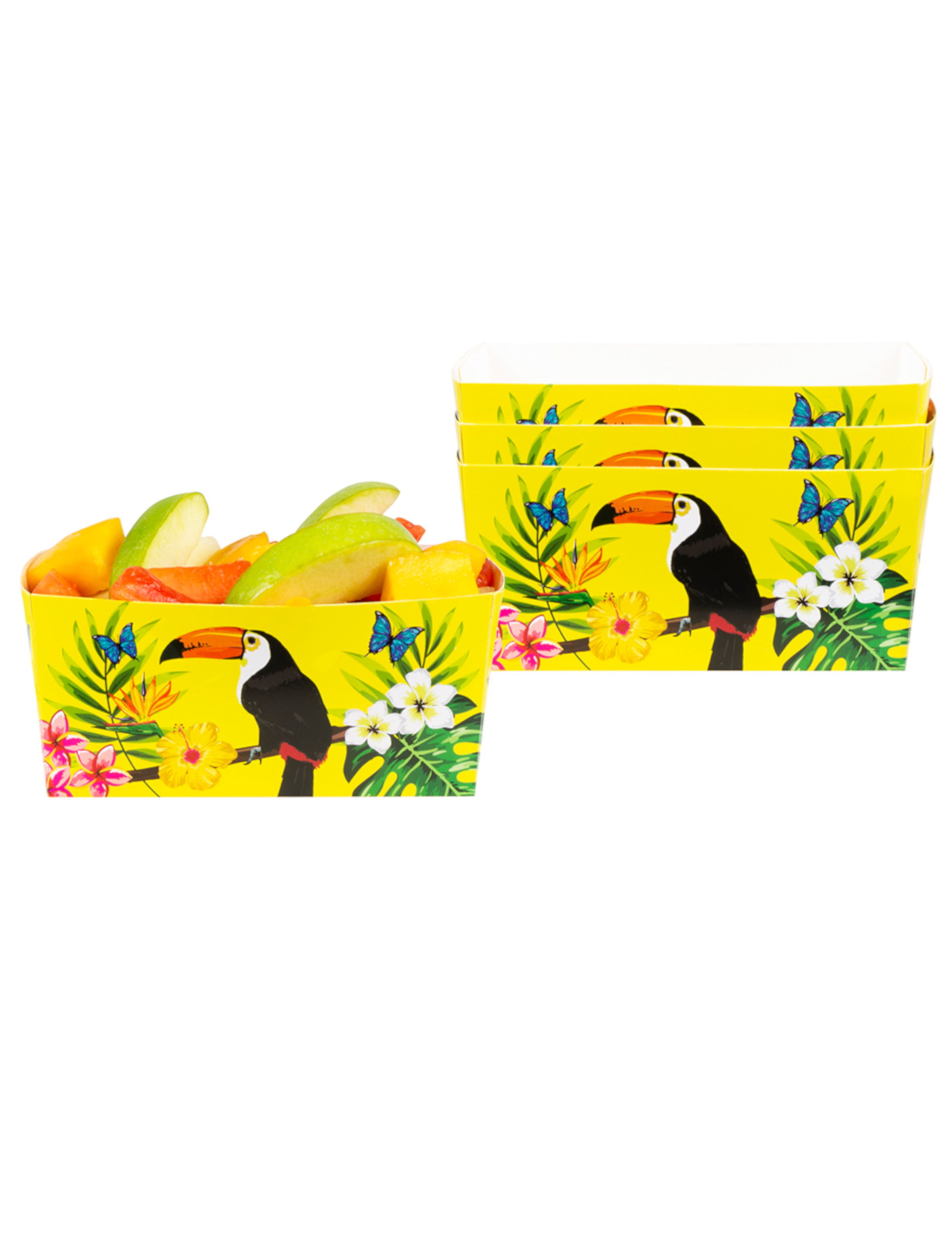 4 Bols en carton toucan jaunes 7 x 7 x 14 cm