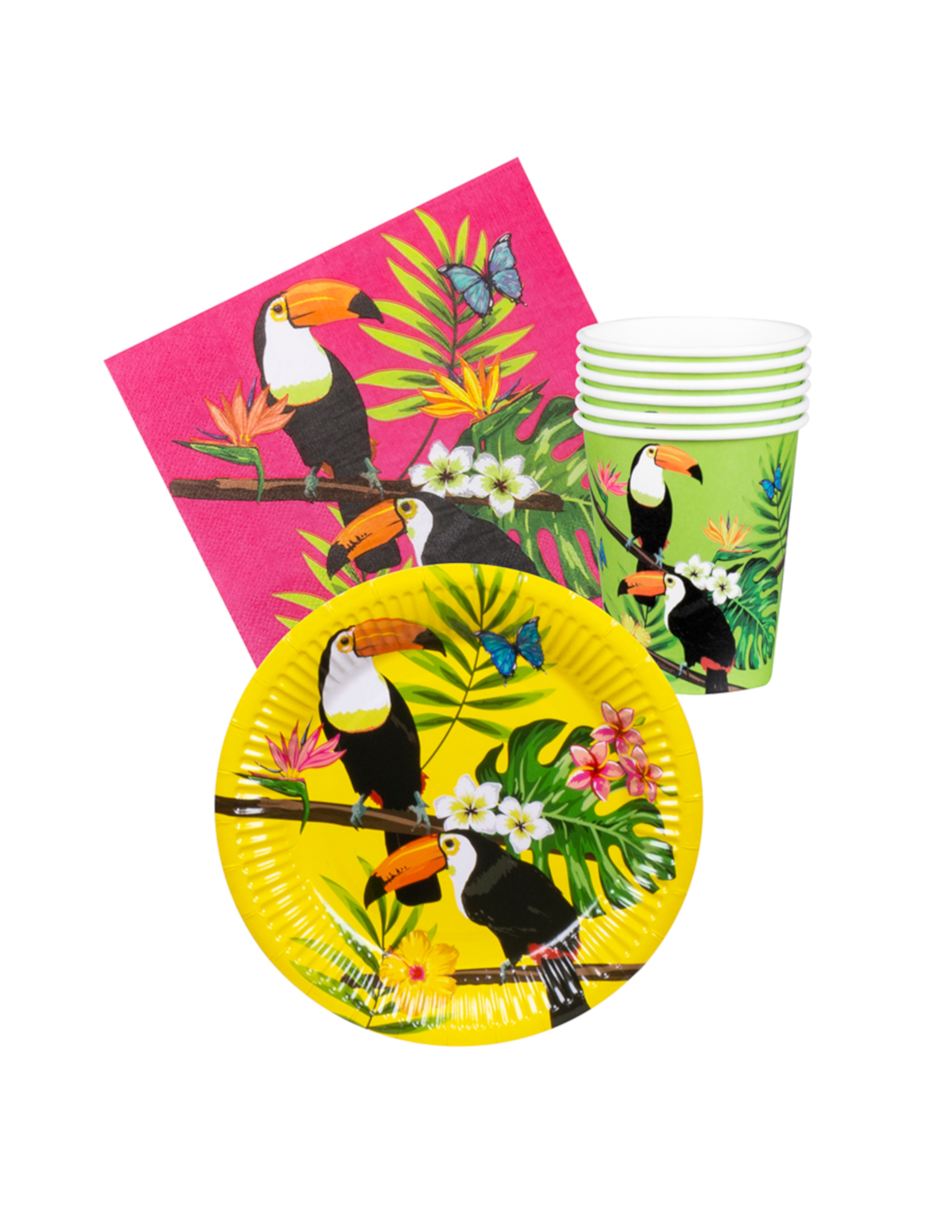 Kit vaisselle jetable toucan 24 pièces