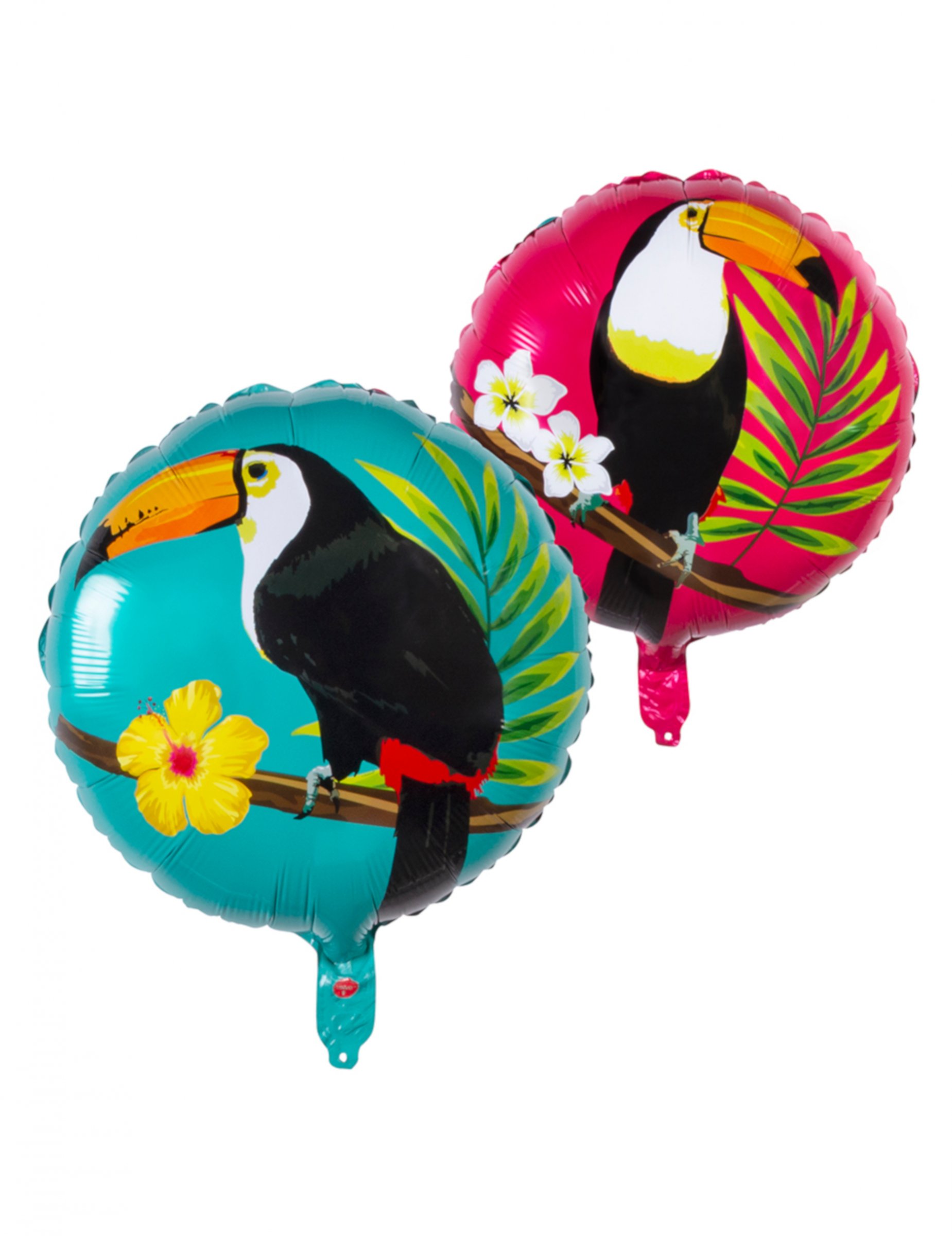Ballon aluminium toucan bleu et fuschia 45 cm