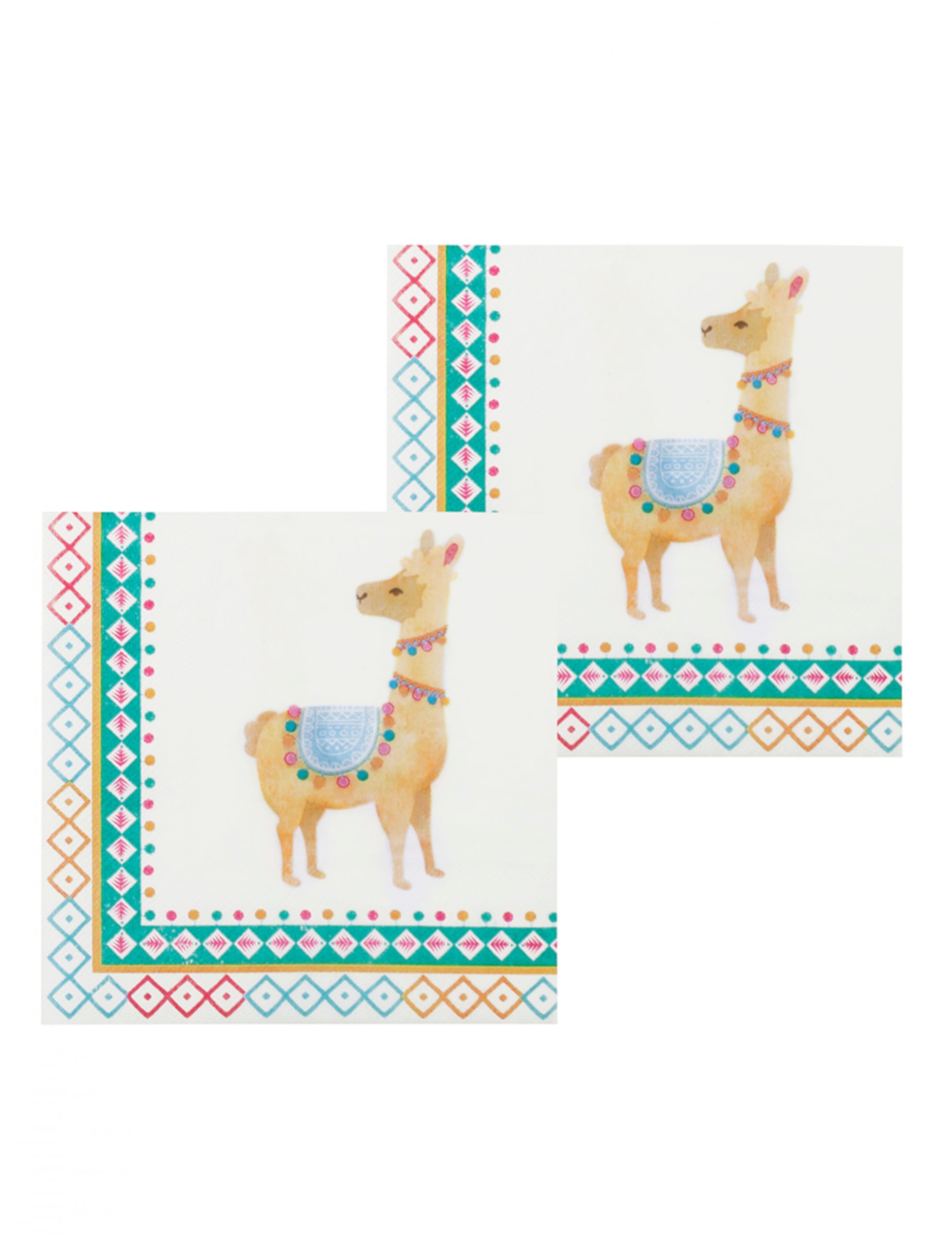 12 Serviettes en papier lama blanches 33 x 33 cm