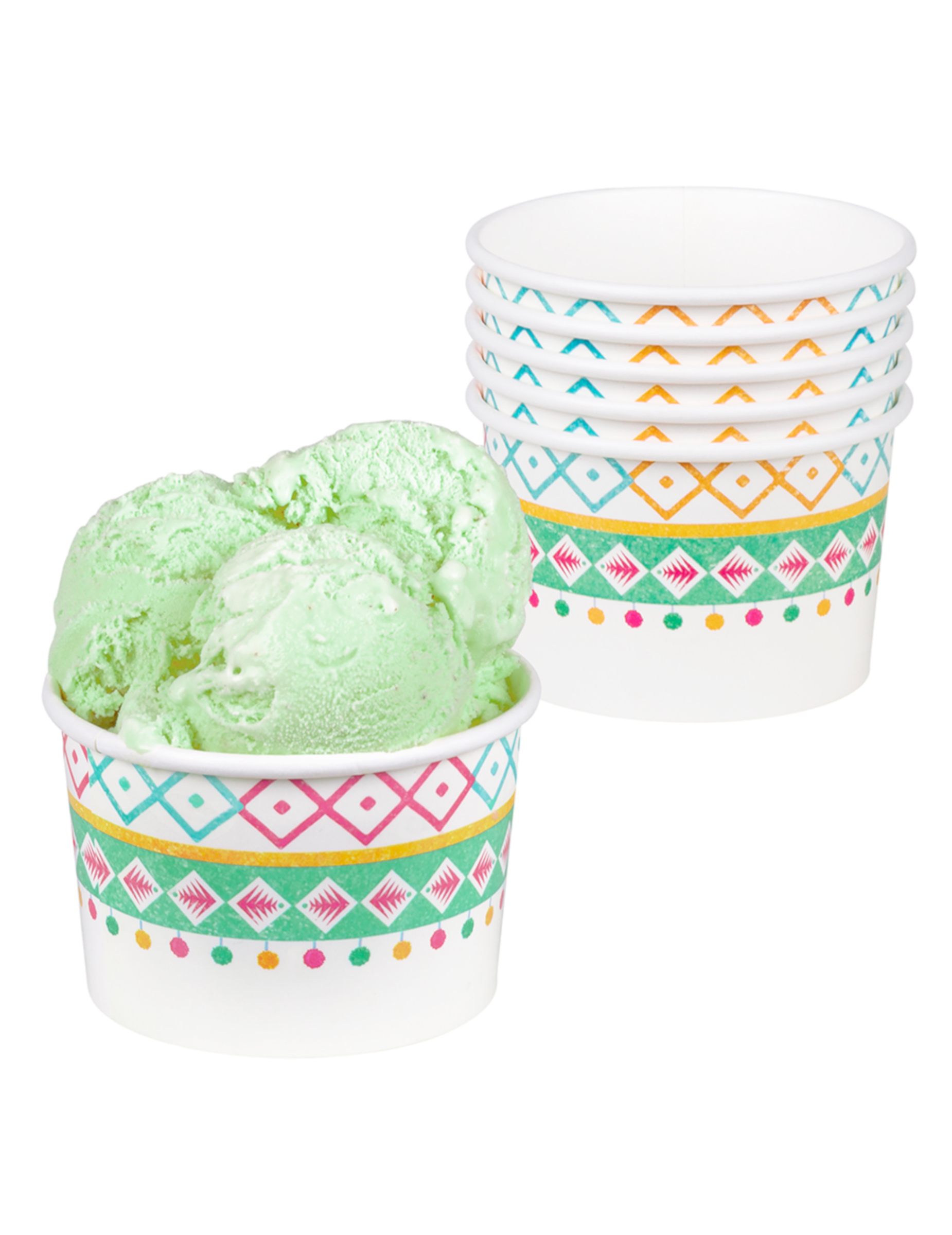 6 Pots de glace en carton lama blancs 27 cl