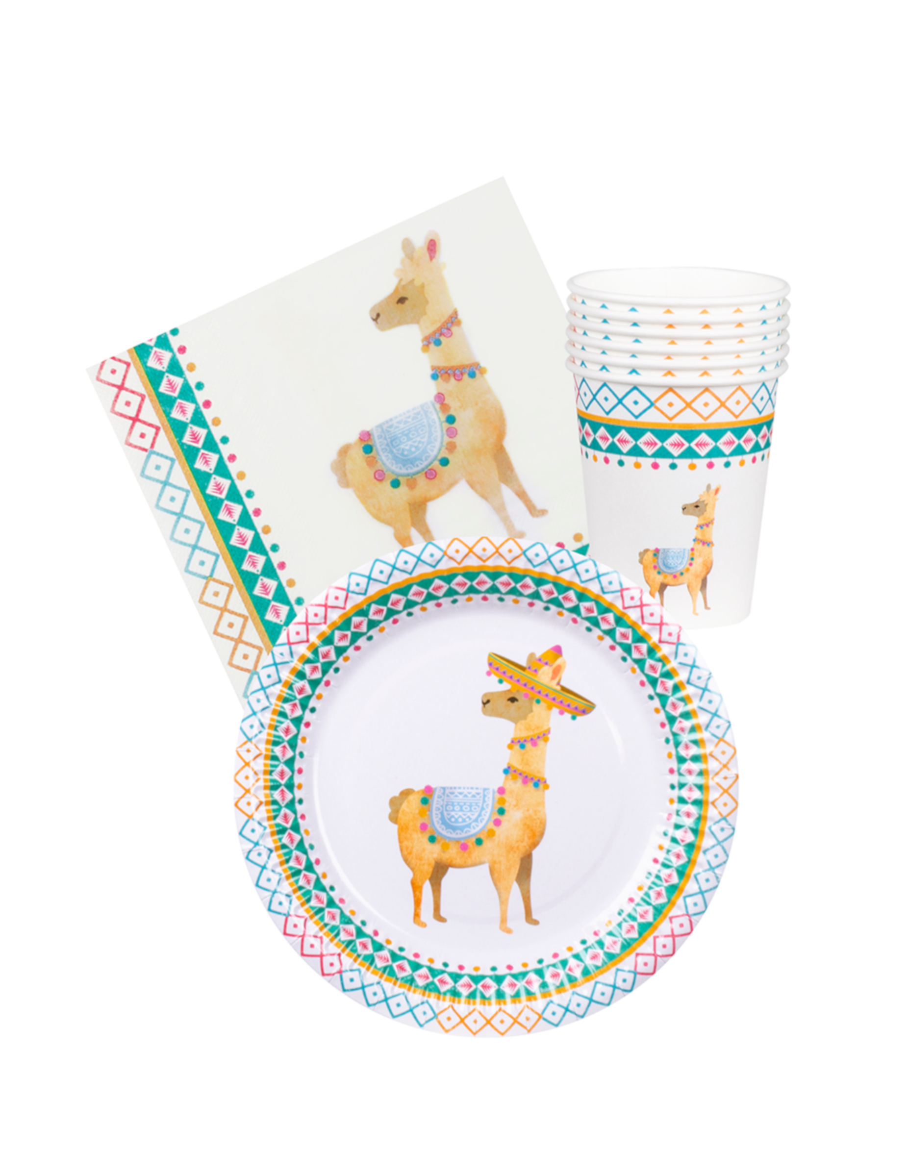 Kit vaisselle jetable lama 24 pièces