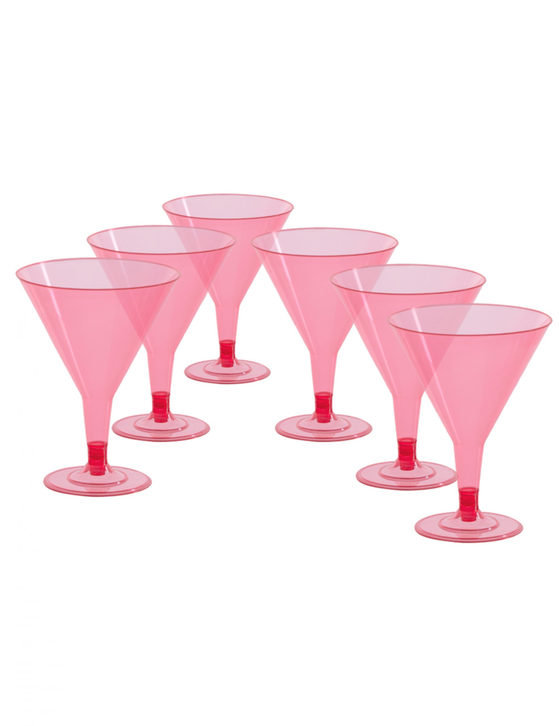 6 Verres cocktails en plastique roses 12,5 cm x 9 cm