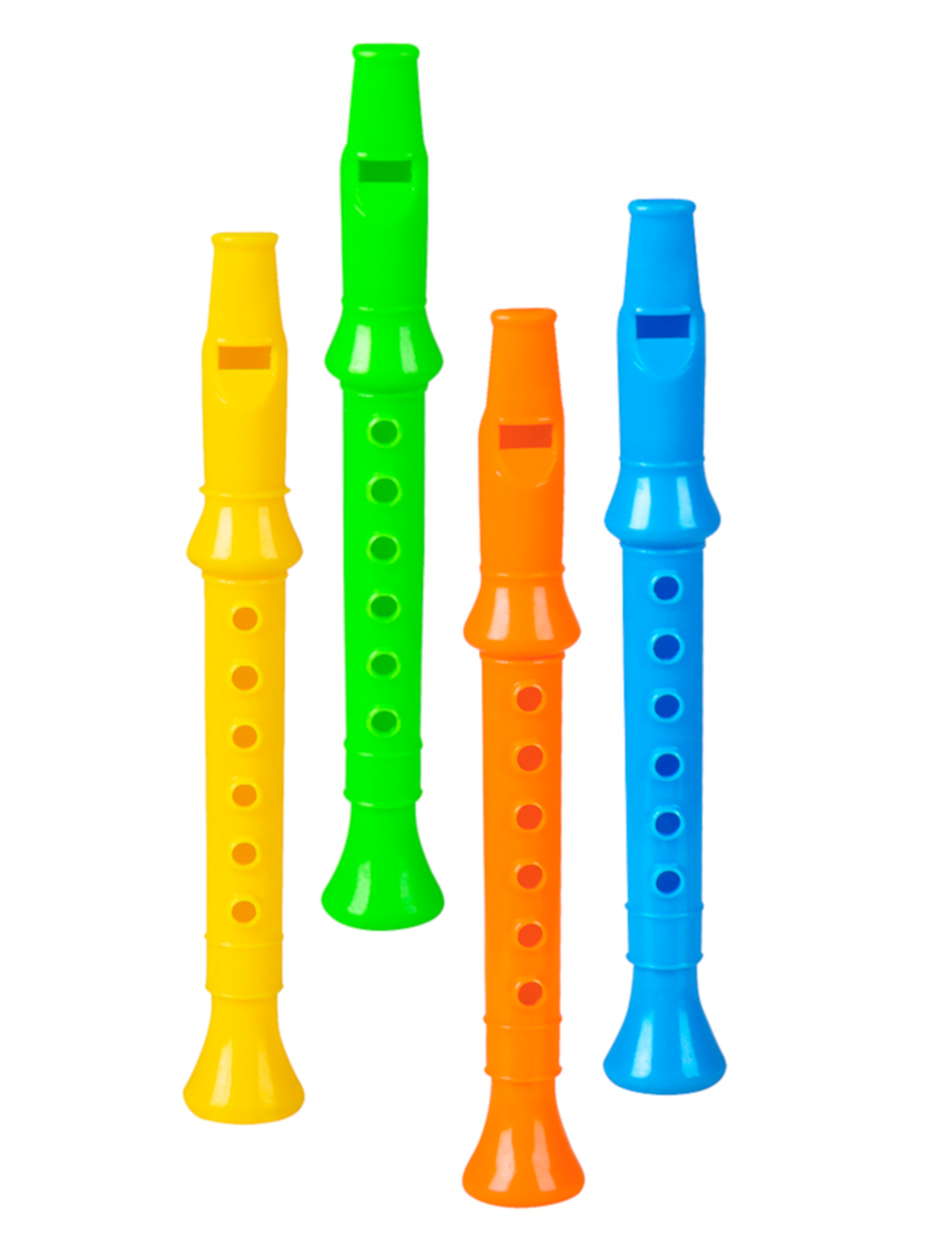 Accessoires piñata 4 flûtes multicolores 14 cm