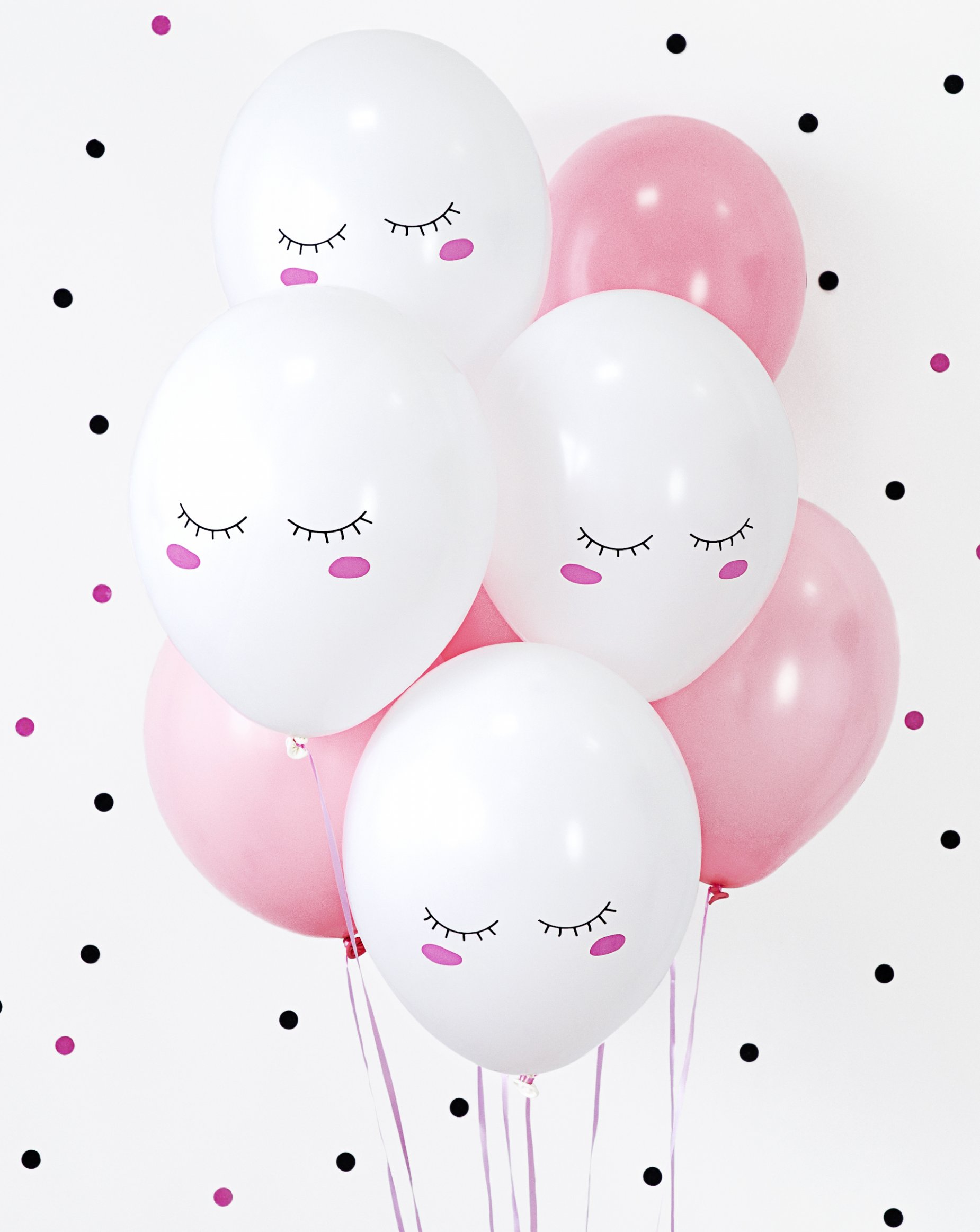 6 Ballons en latex smiley blancs 30 cm