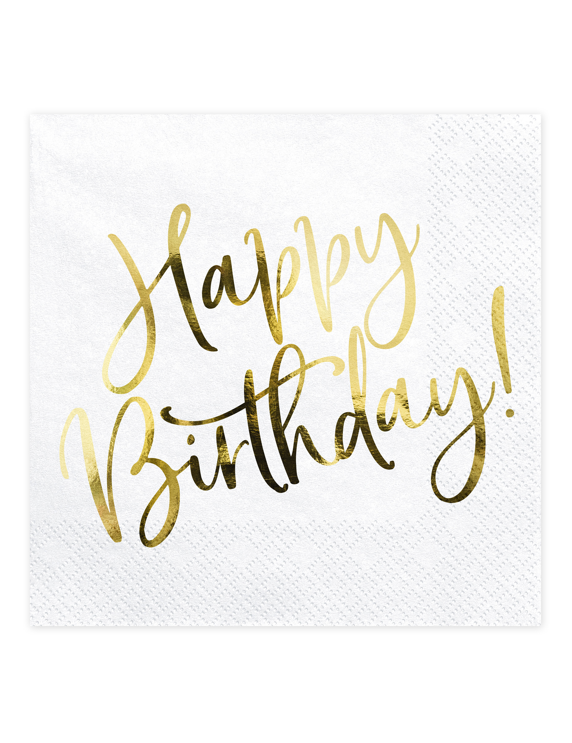 20 Serviettes en papier happy birthday blanches et dorées 33 x 33 cm