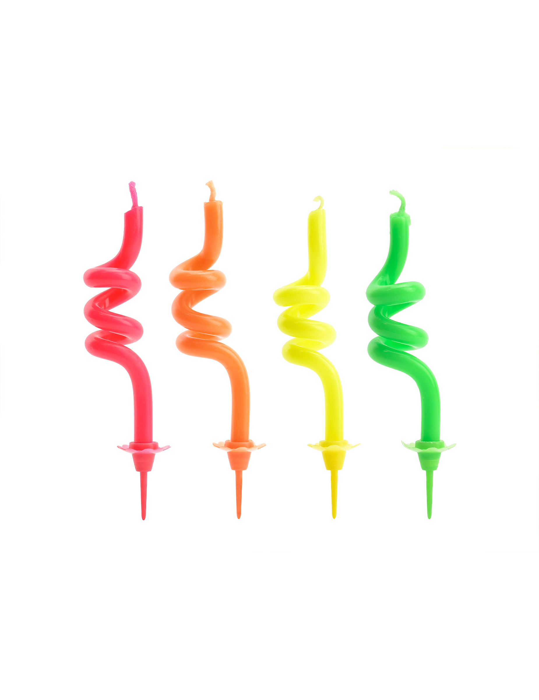4 Bougies d'anniversaire tourbillons multicolores 8 cm