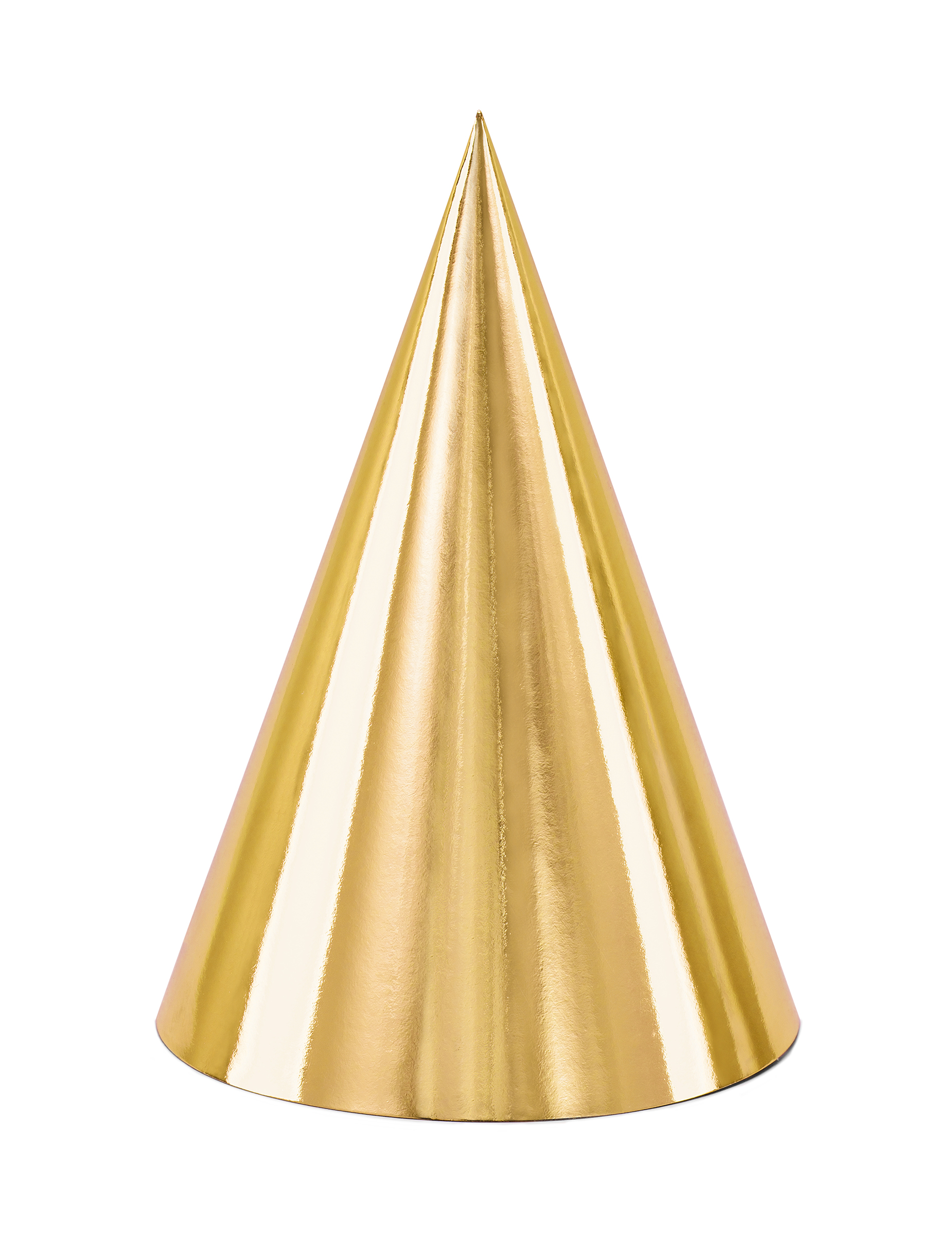 6 Chapeaux de fête en carton dorés 16 cm