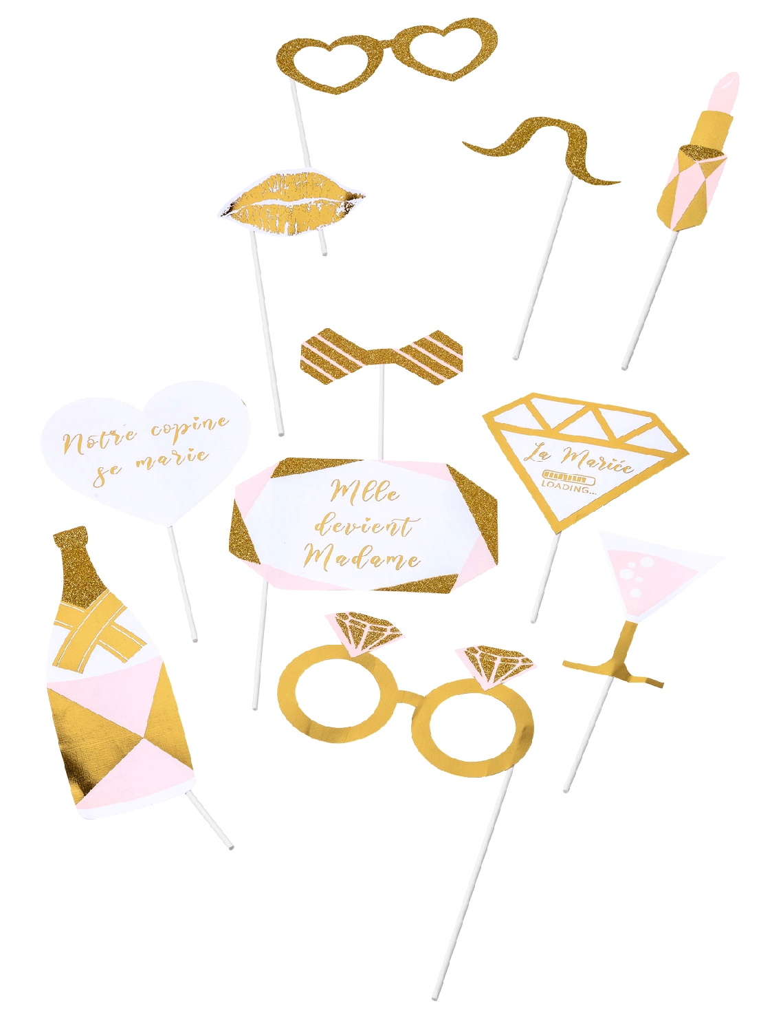 Kit photobooth Mlle devient madame 11 accessoires