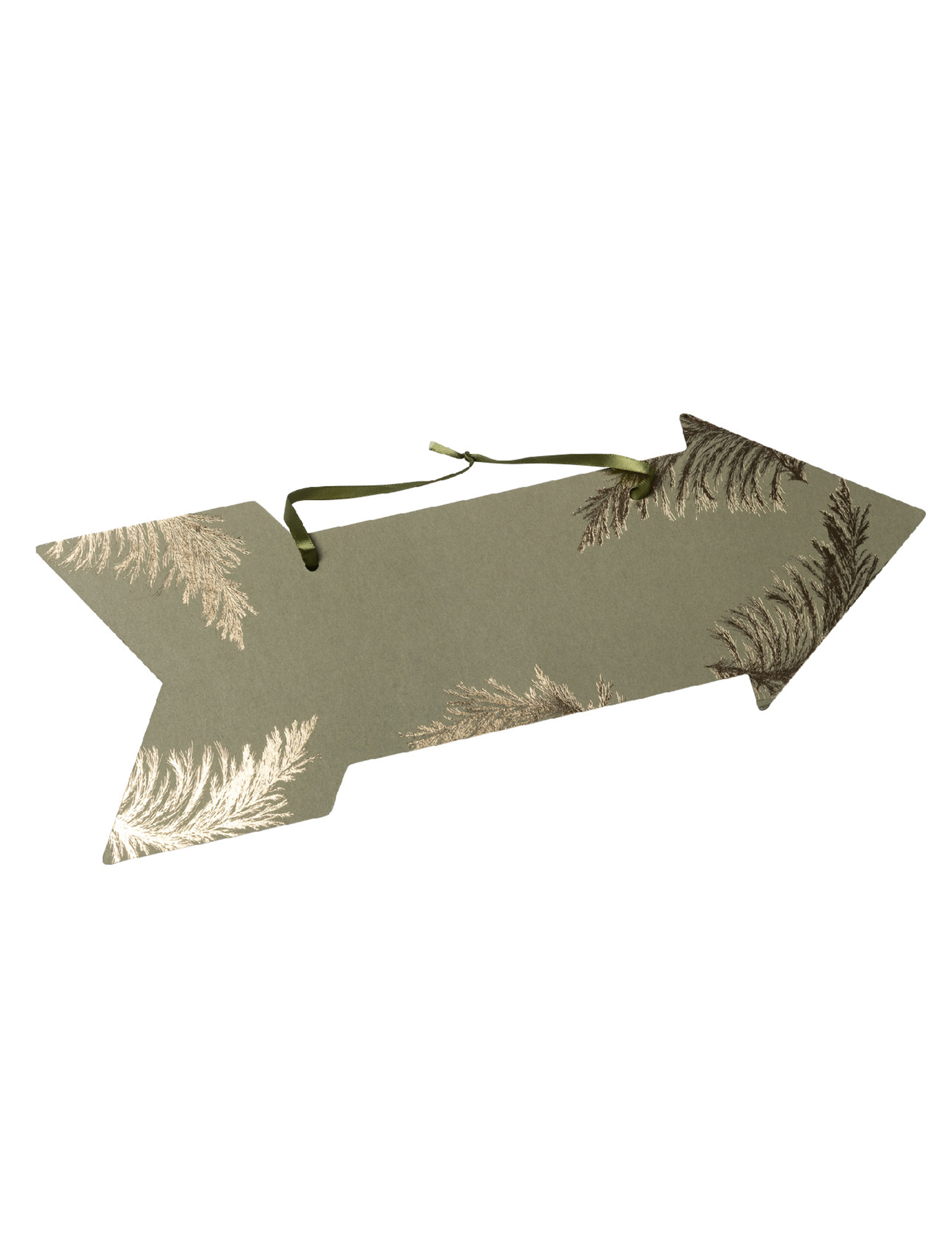 Flèche signalétique pampa kaki et dorure or 39 x 14,5 cm