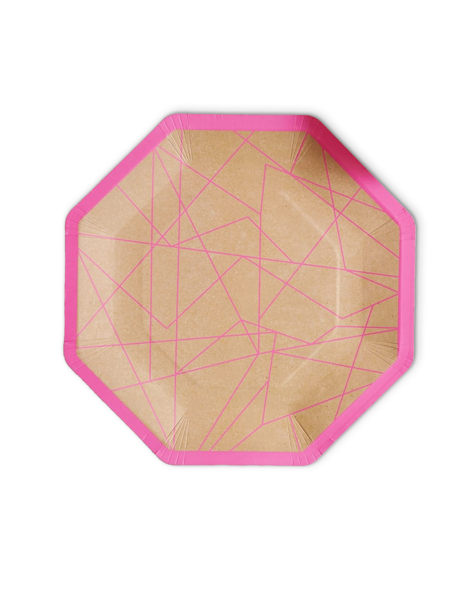 8 Assiettes en carton kraft géométrique néon rose 25 cm