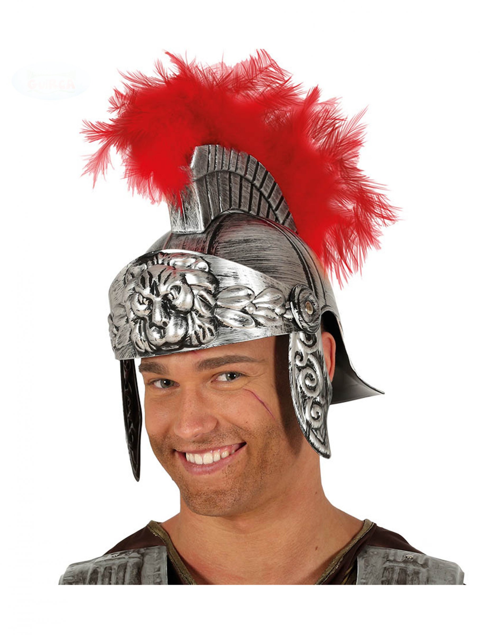 Casque centurion romain plume rouge adulte