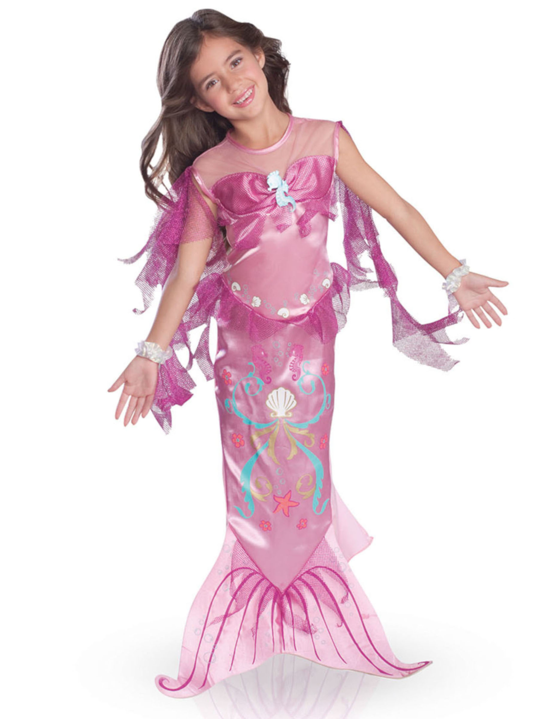 Déguisement sirène des mers rose fille