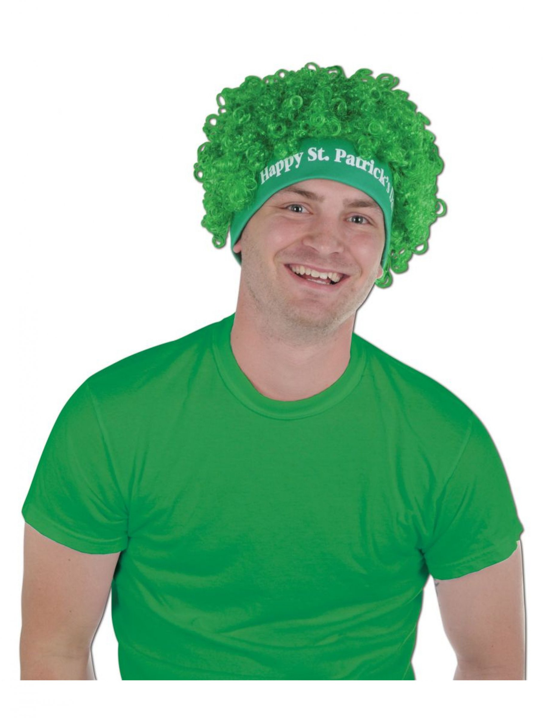 Perruque afro verte Happy Saint Patrick