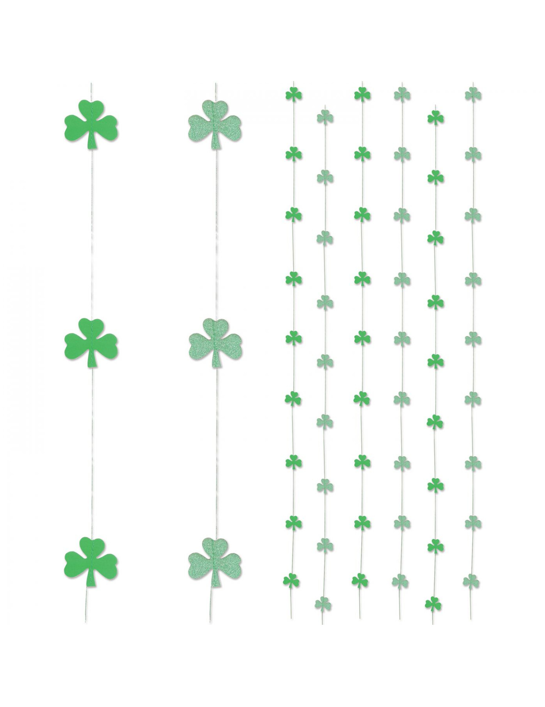 6 Décorations à suspendre rideau trèfles verts 180 cm