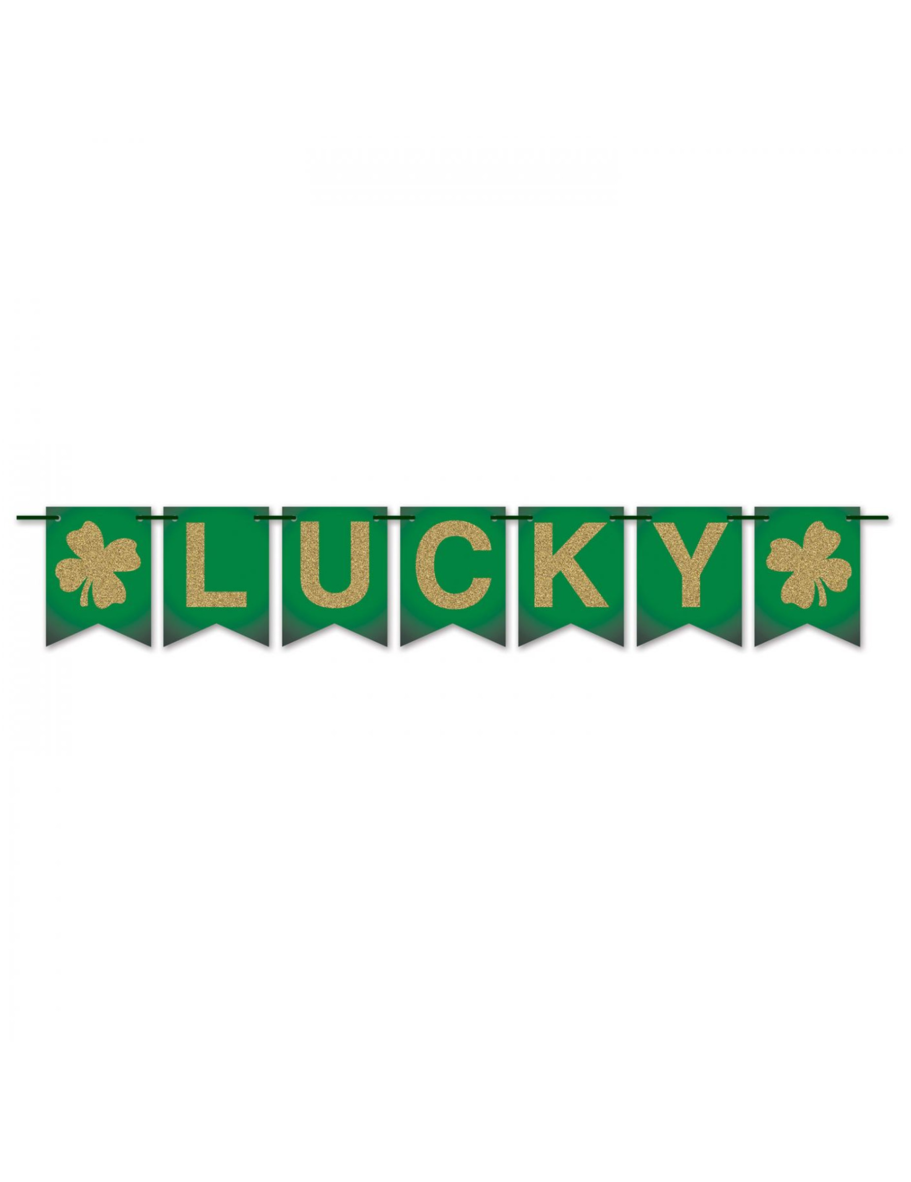 Bannière Lucky verte et dorée 180 cm