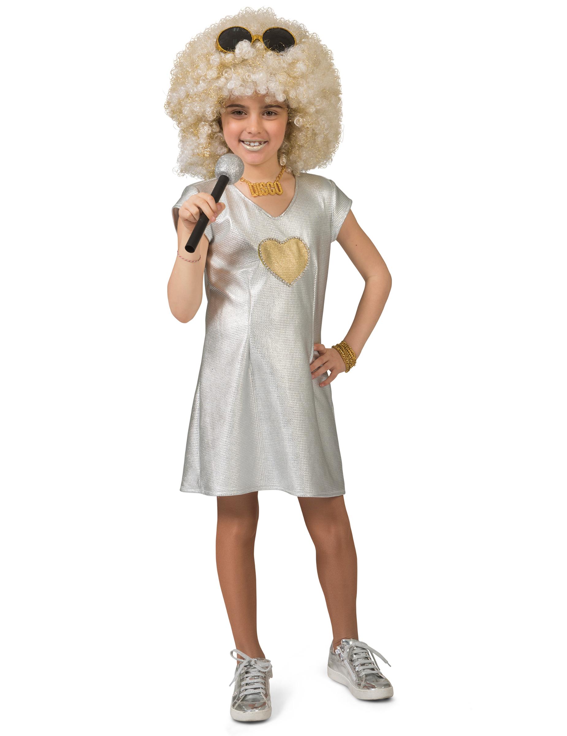 Déguisement robe argent disco fille