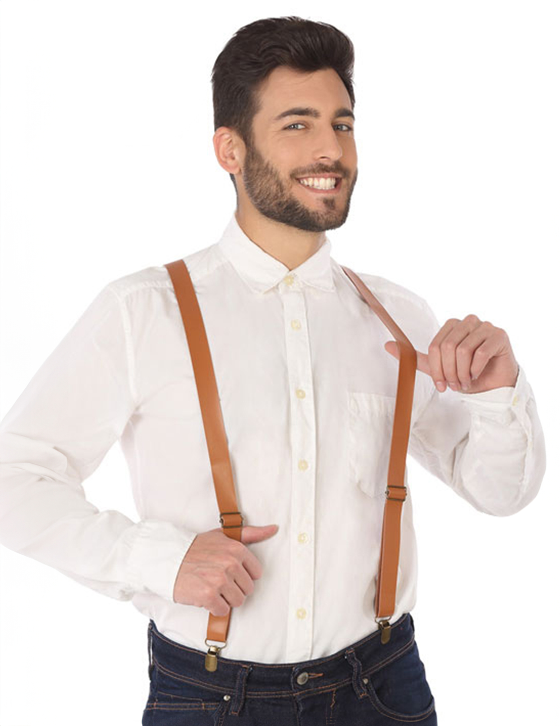 Bretelles similicuir marron adulte