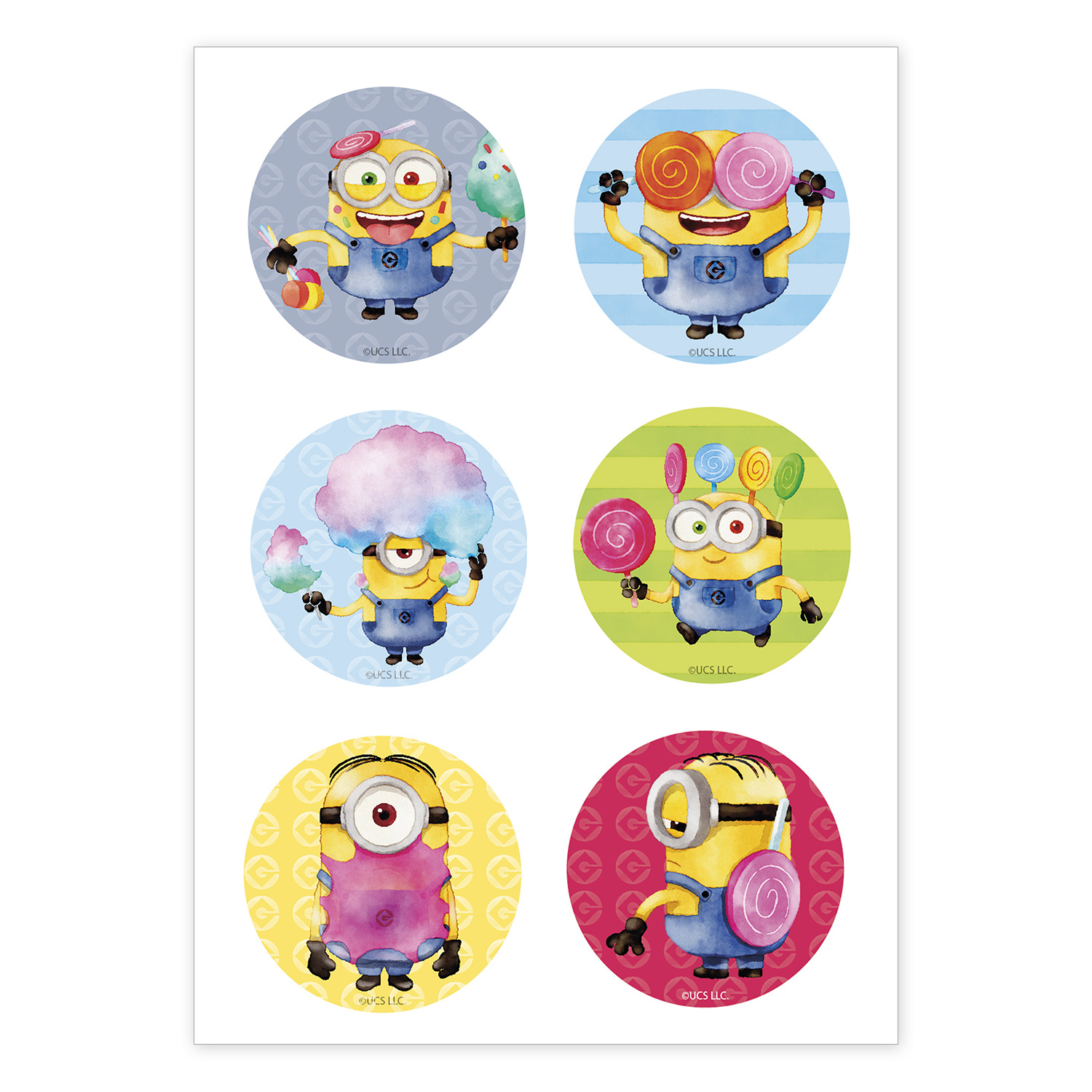 6 Décorations en sucre pour biscuits Minions 5,8 cm