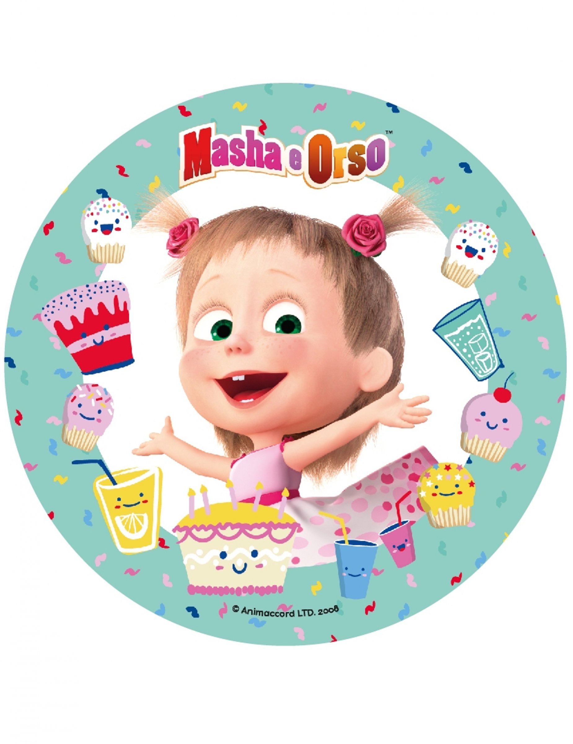 Disque en sucre Masha et Michka 21 cm